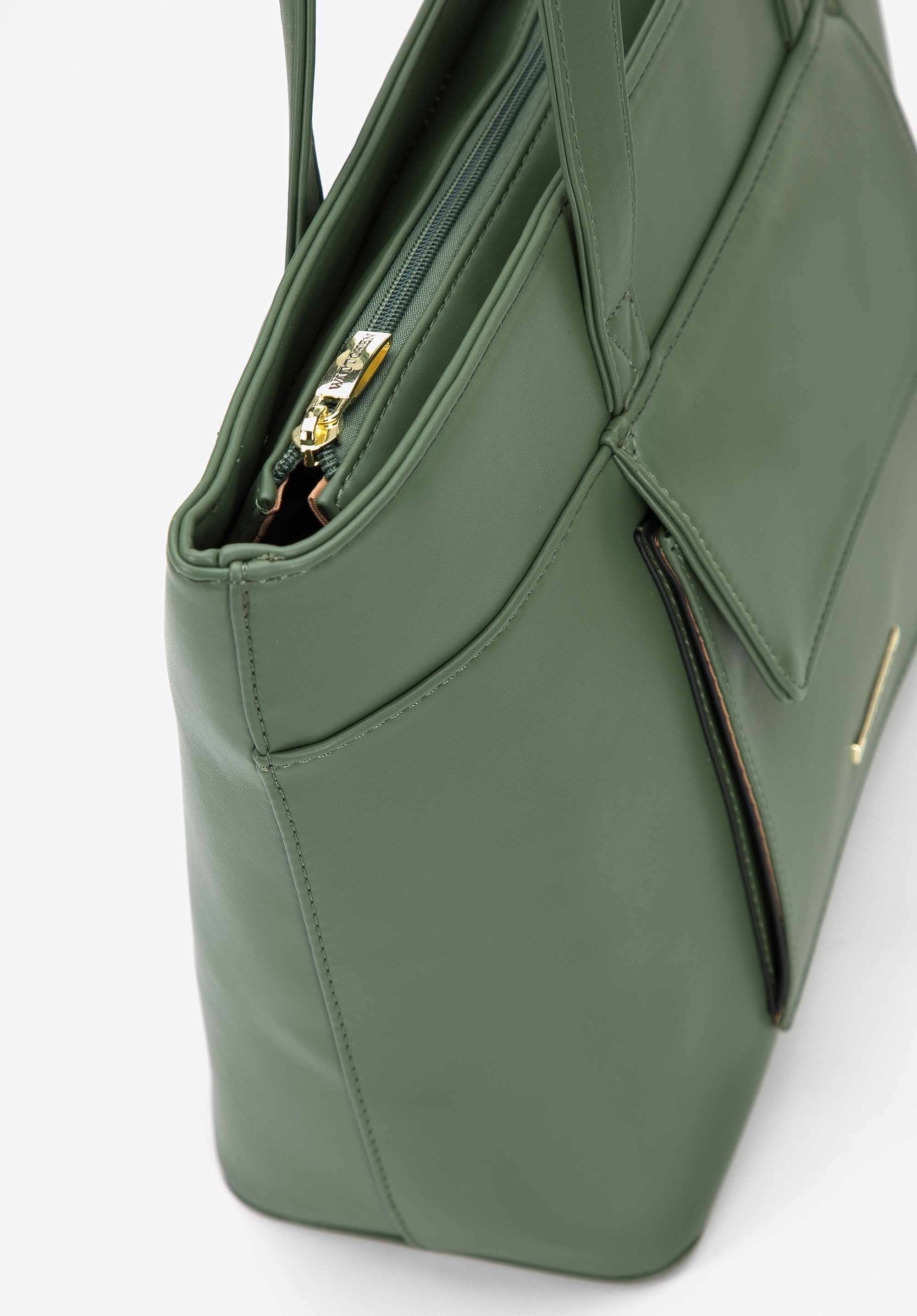 Torebka shopperka z ekoskóry z kieszenią z przodu