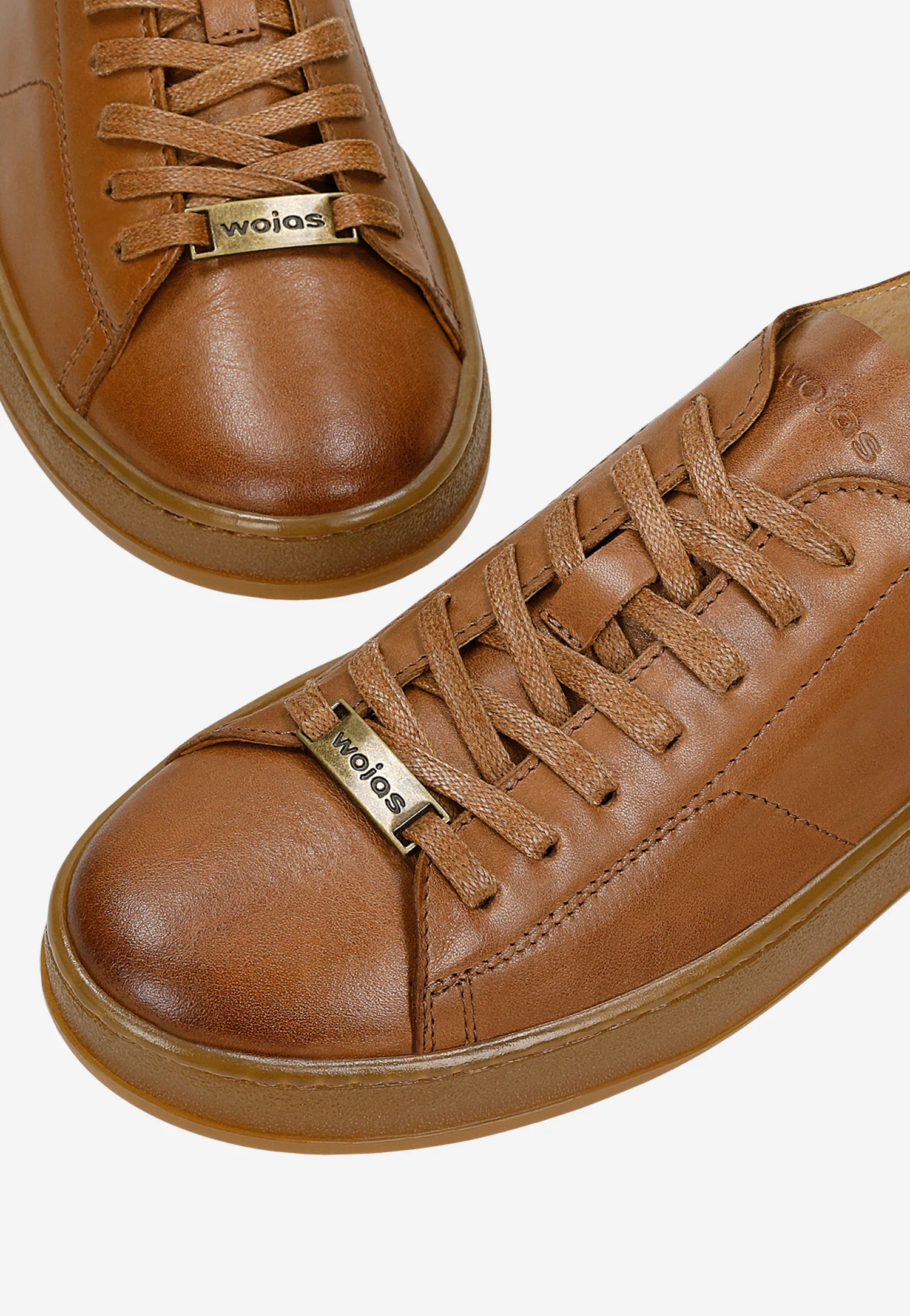 Brązowe skórzane trampki damskie