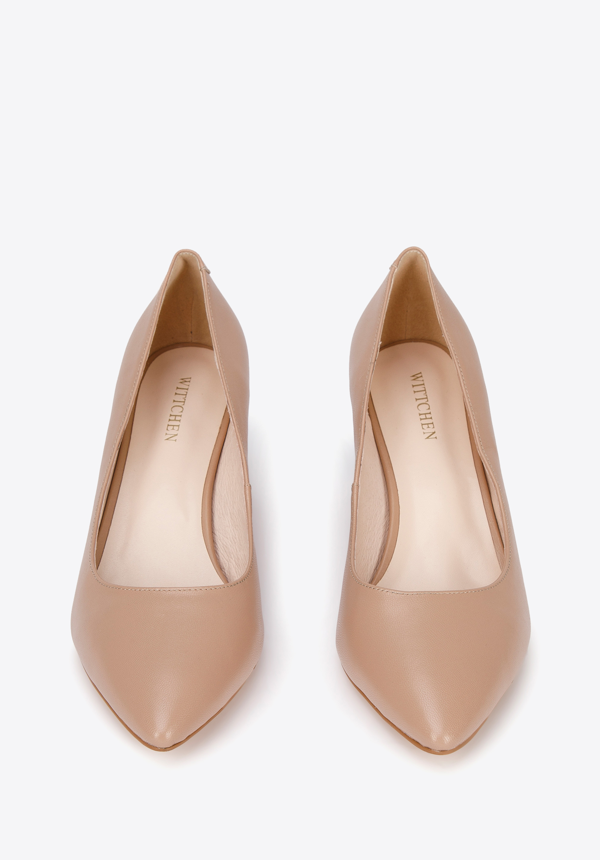 Czółenka skórzane klasyczne na klocku