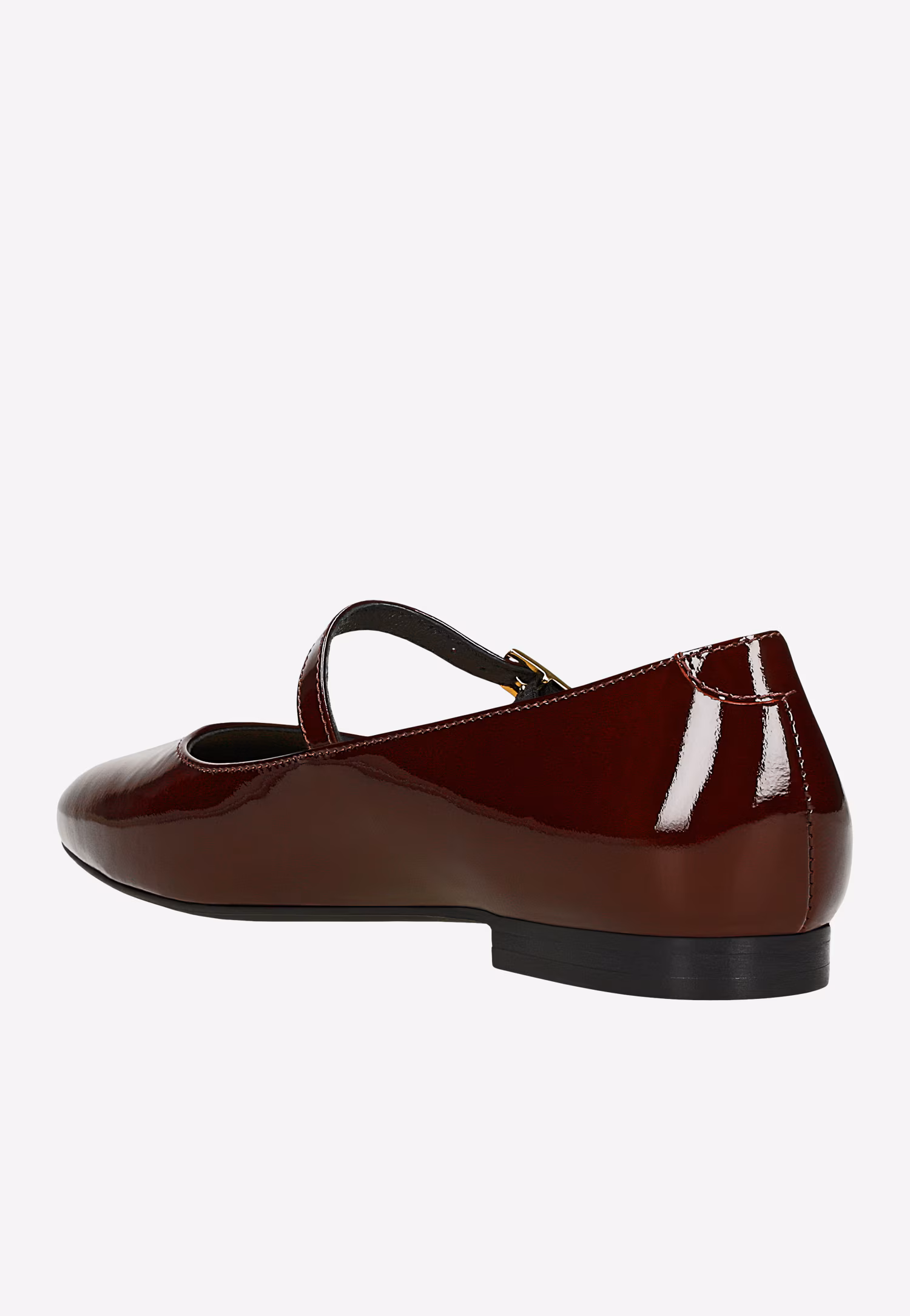 Bordowe lakierowane baleriny Mary Jane z paskiem na podbiciu