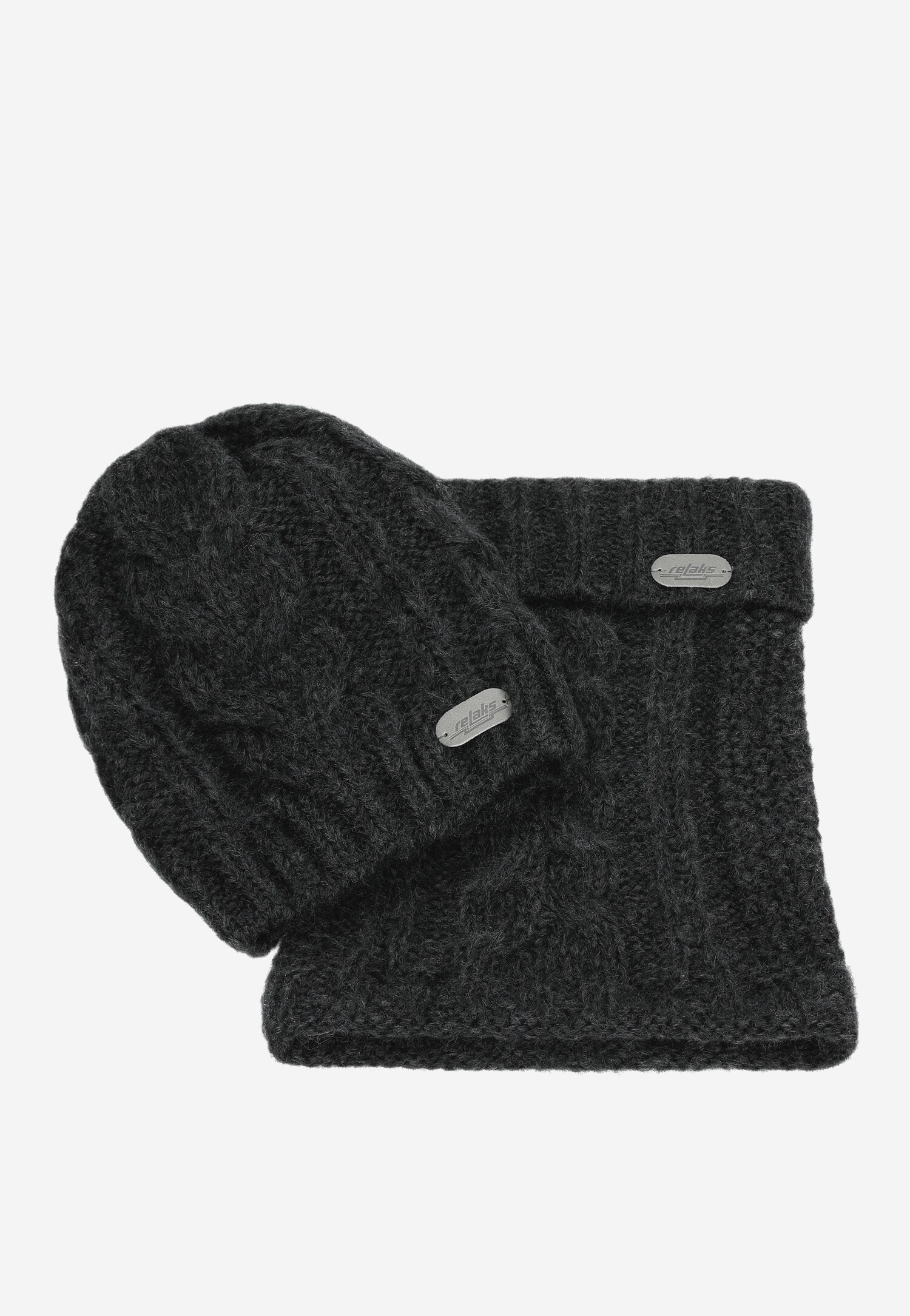 RELAKS jasnobrązowy zestaw z wełną merino - czapka + komin