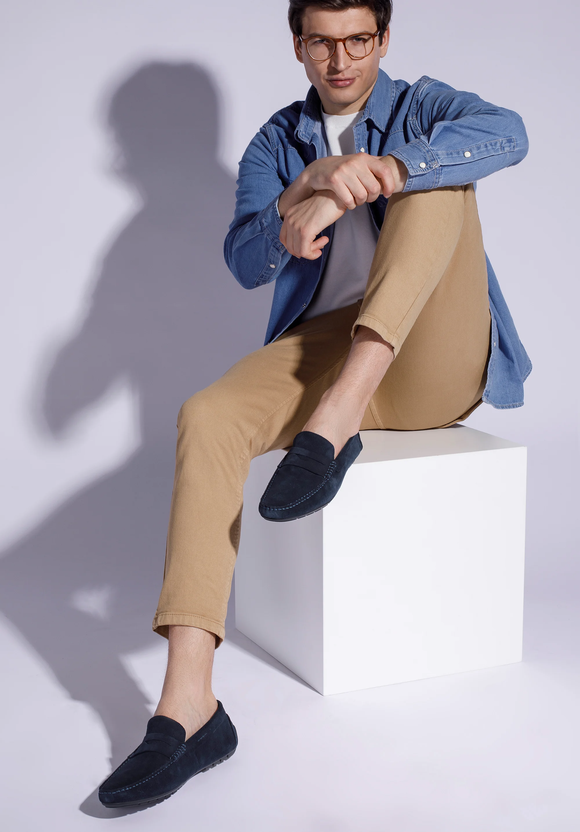 Męskie mokasyny pensówki zamszowe na giętkiej podeszwie