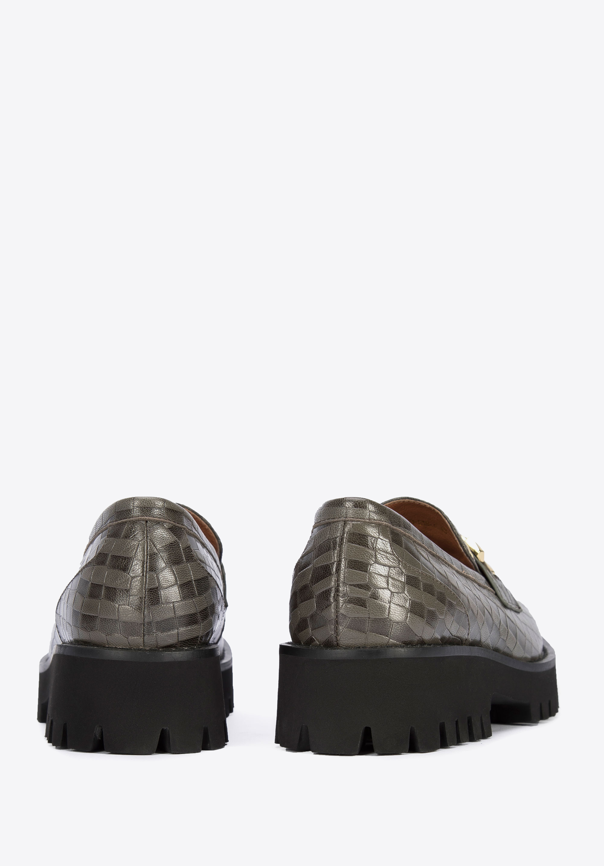 Damskie mokasyny ze skóry z klamerką