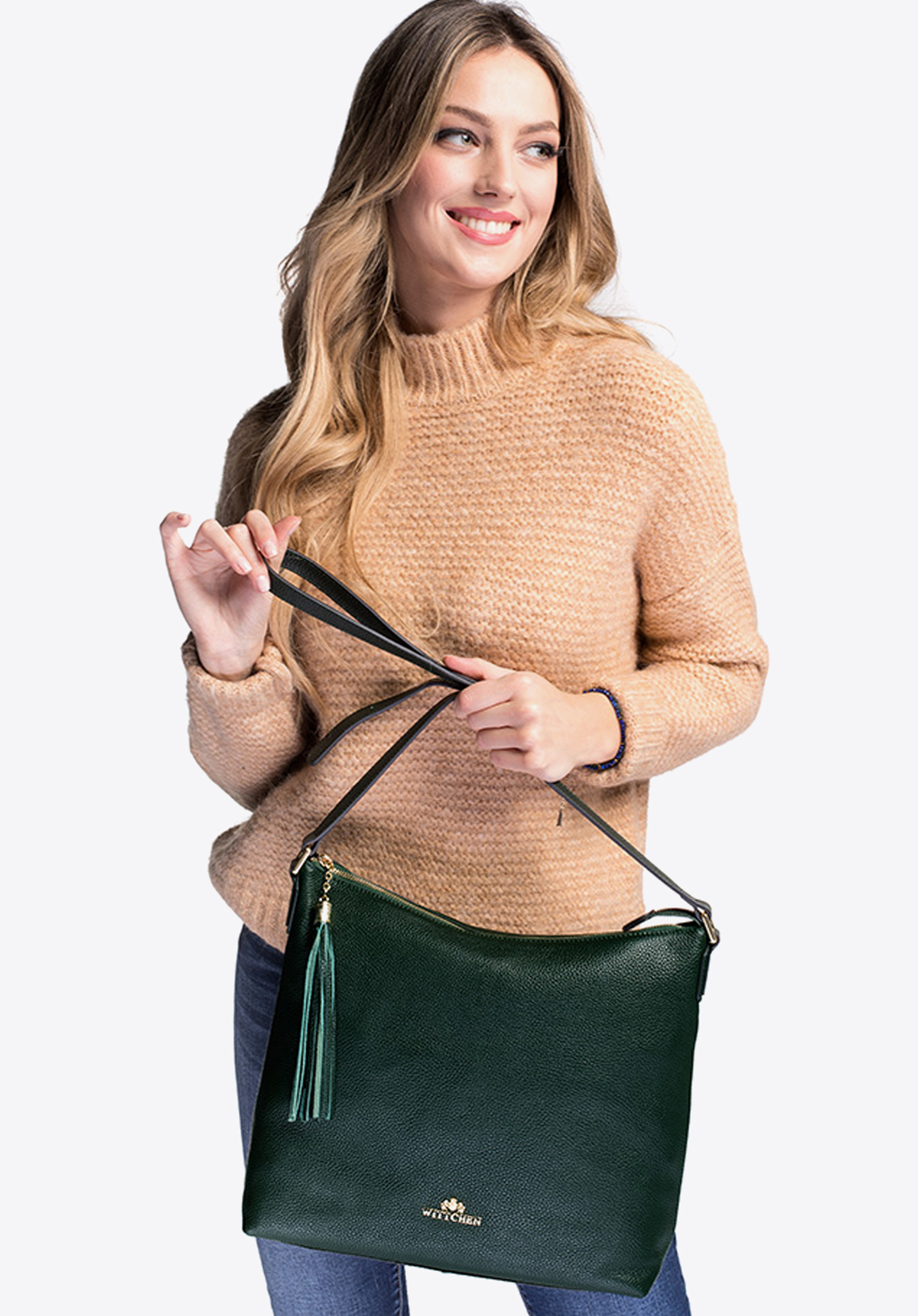 Torebka worek skórzana z chwostem