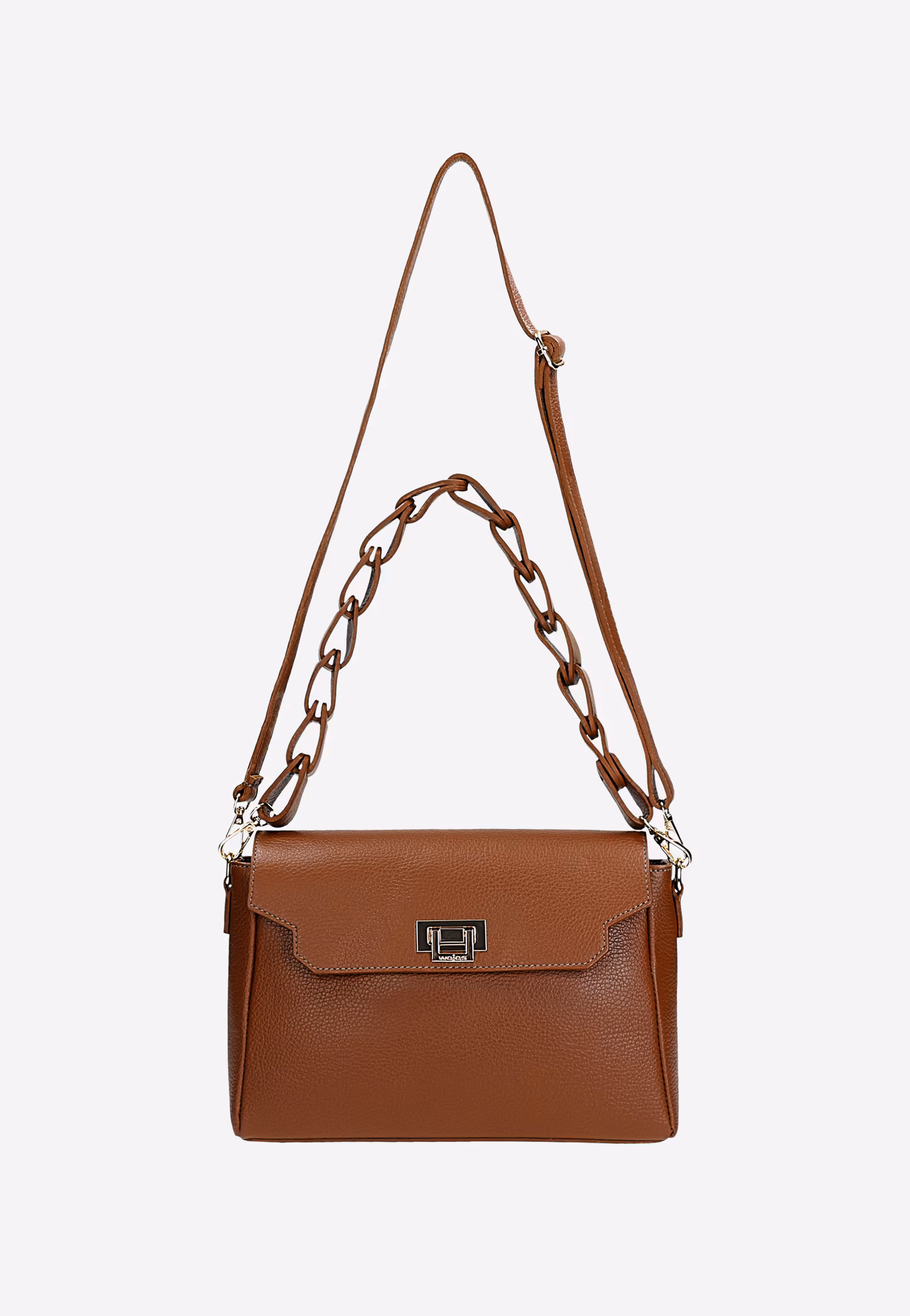 Mała brązowa torebka damska z gładkiej skóry licowej