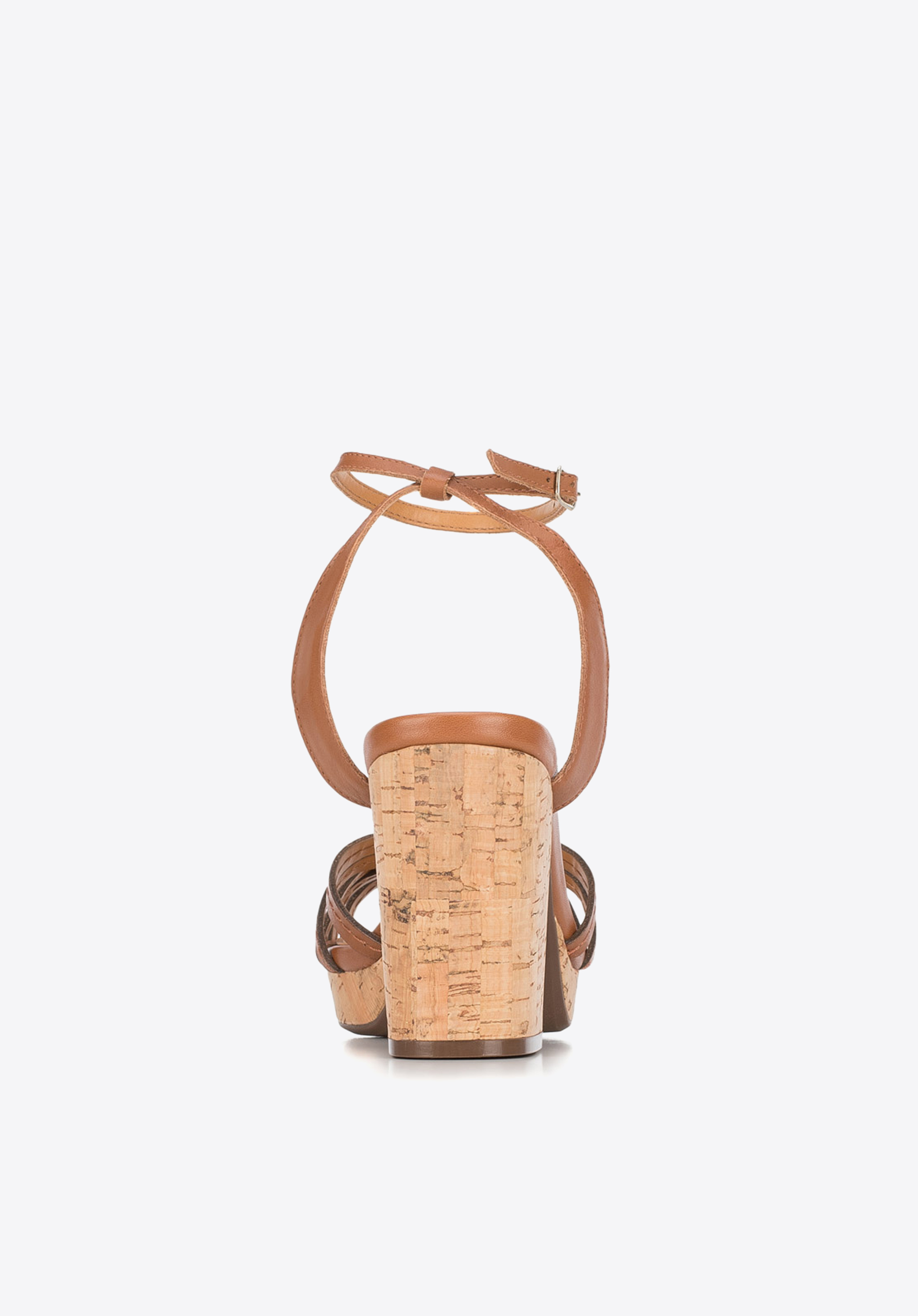 Damskie sandały skórzane na korku