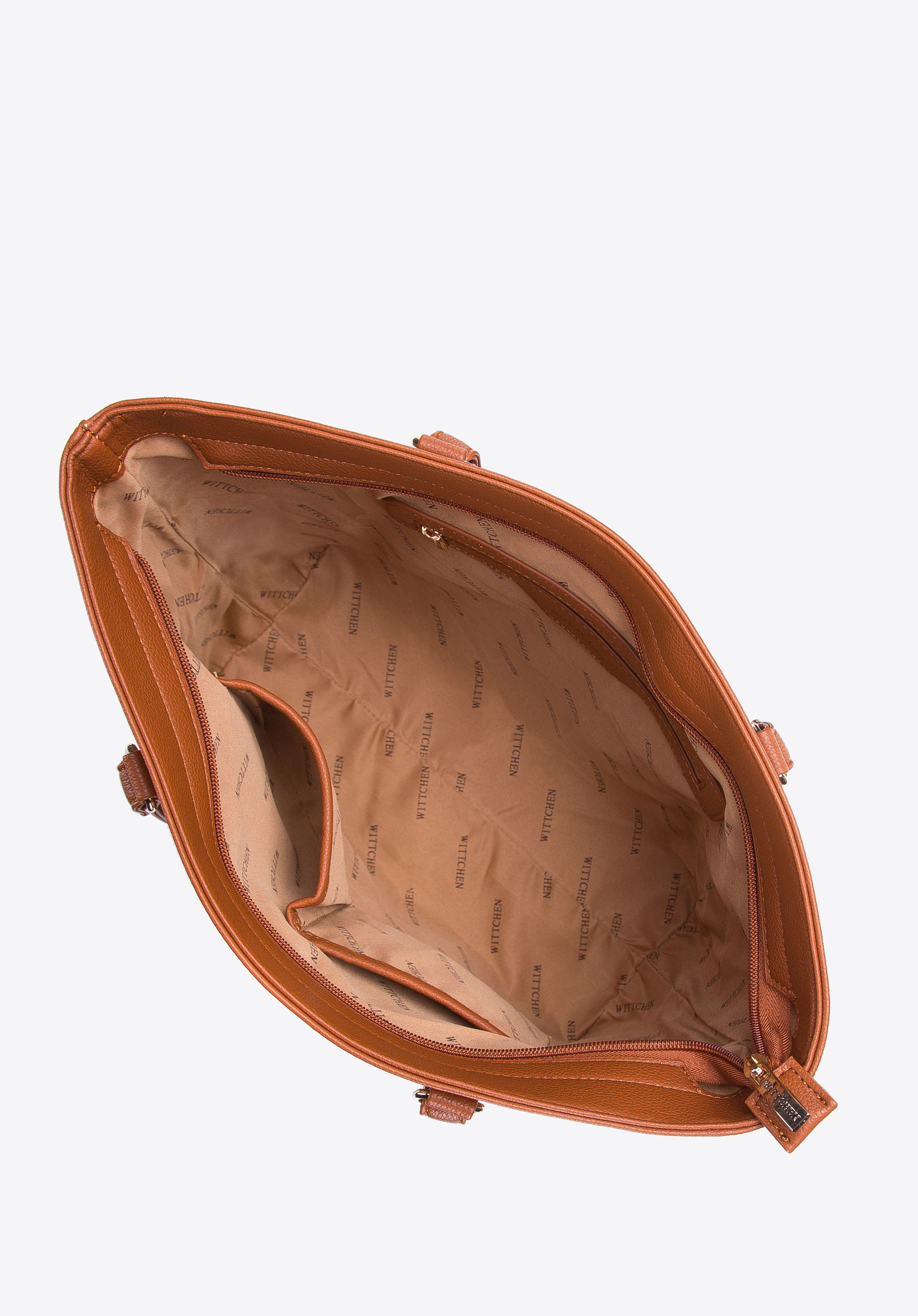 Torebka shopperka z ekoskóry z otwartą kieszenią z przodu