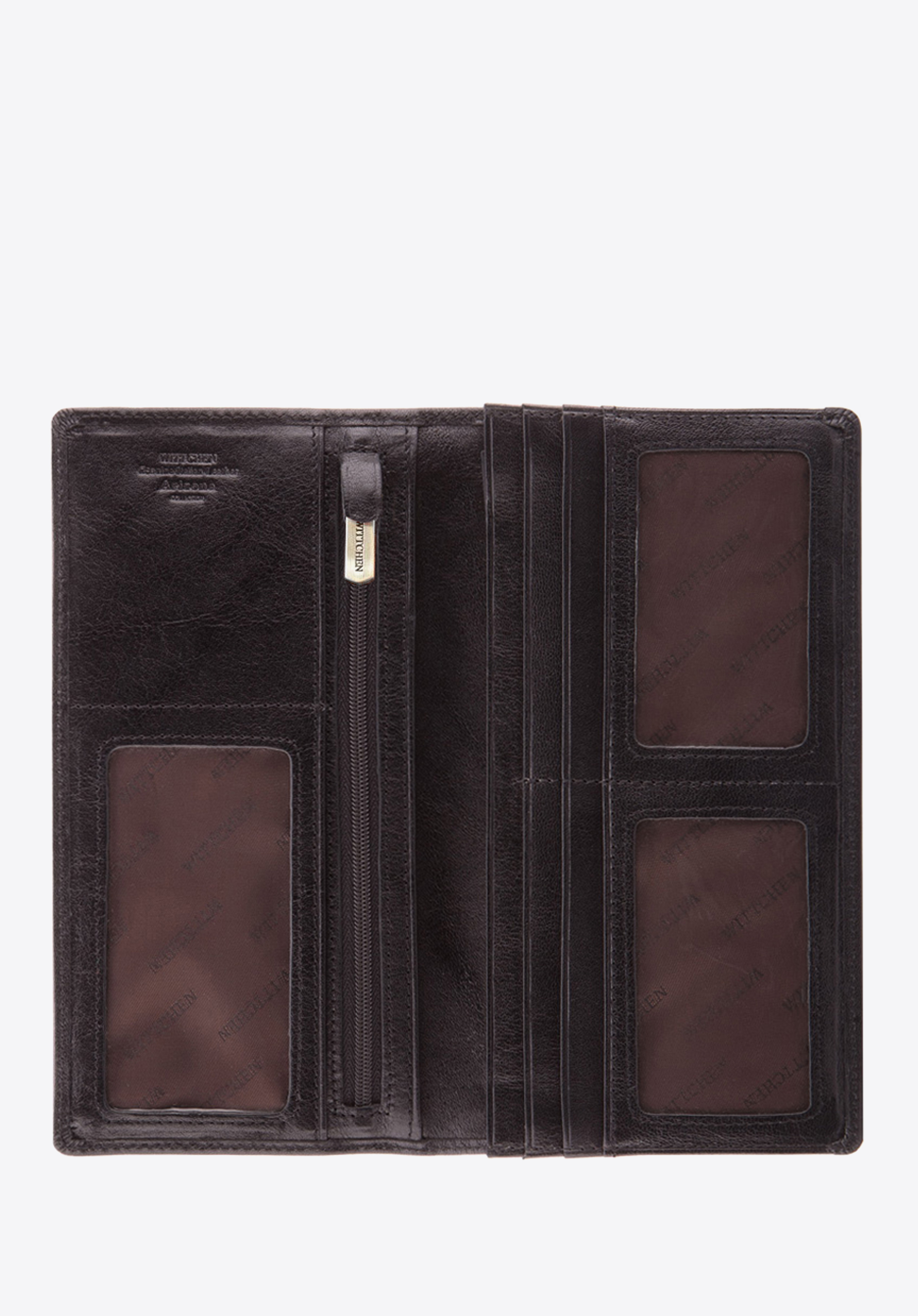 Damski skórzany portfel z herbem pionowy