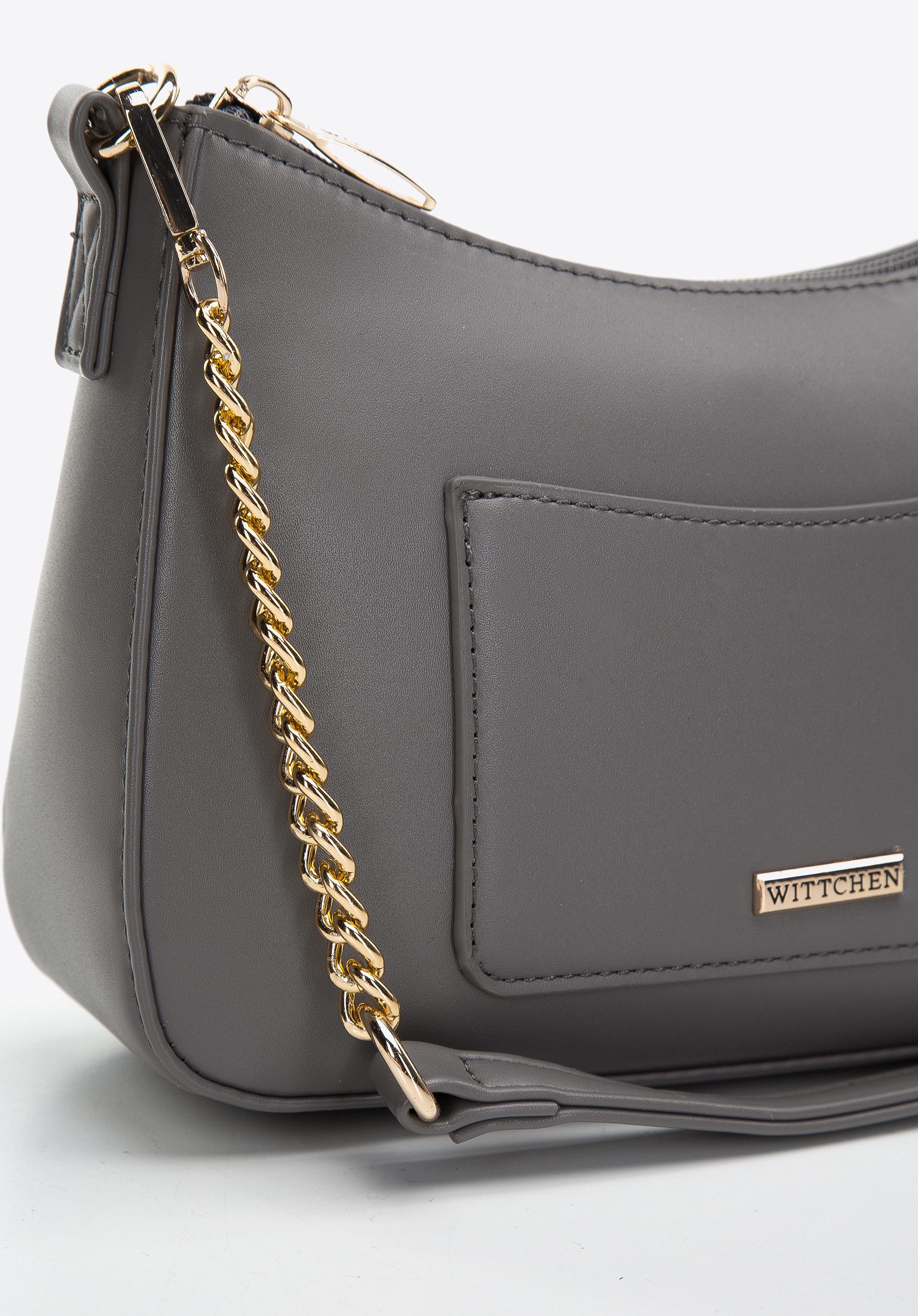 Damska torebka bagietka z matowej ekoskóry z łańcuszkiem