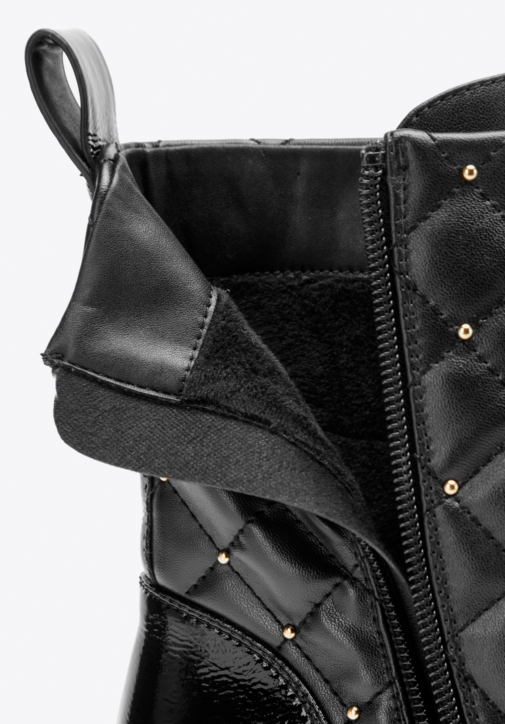 Damskie trapery skórzane z pikowaną cholewką