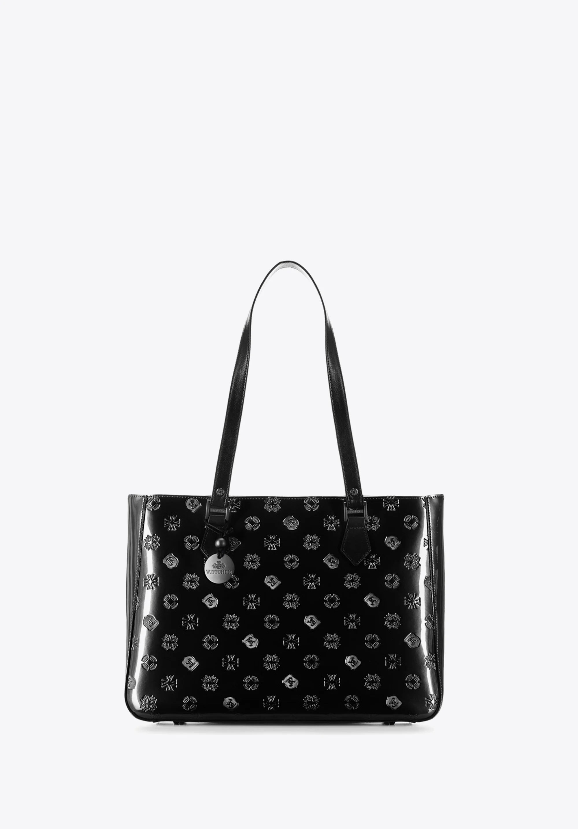 Torebka shopperka z błyszczącej skóry w monogram