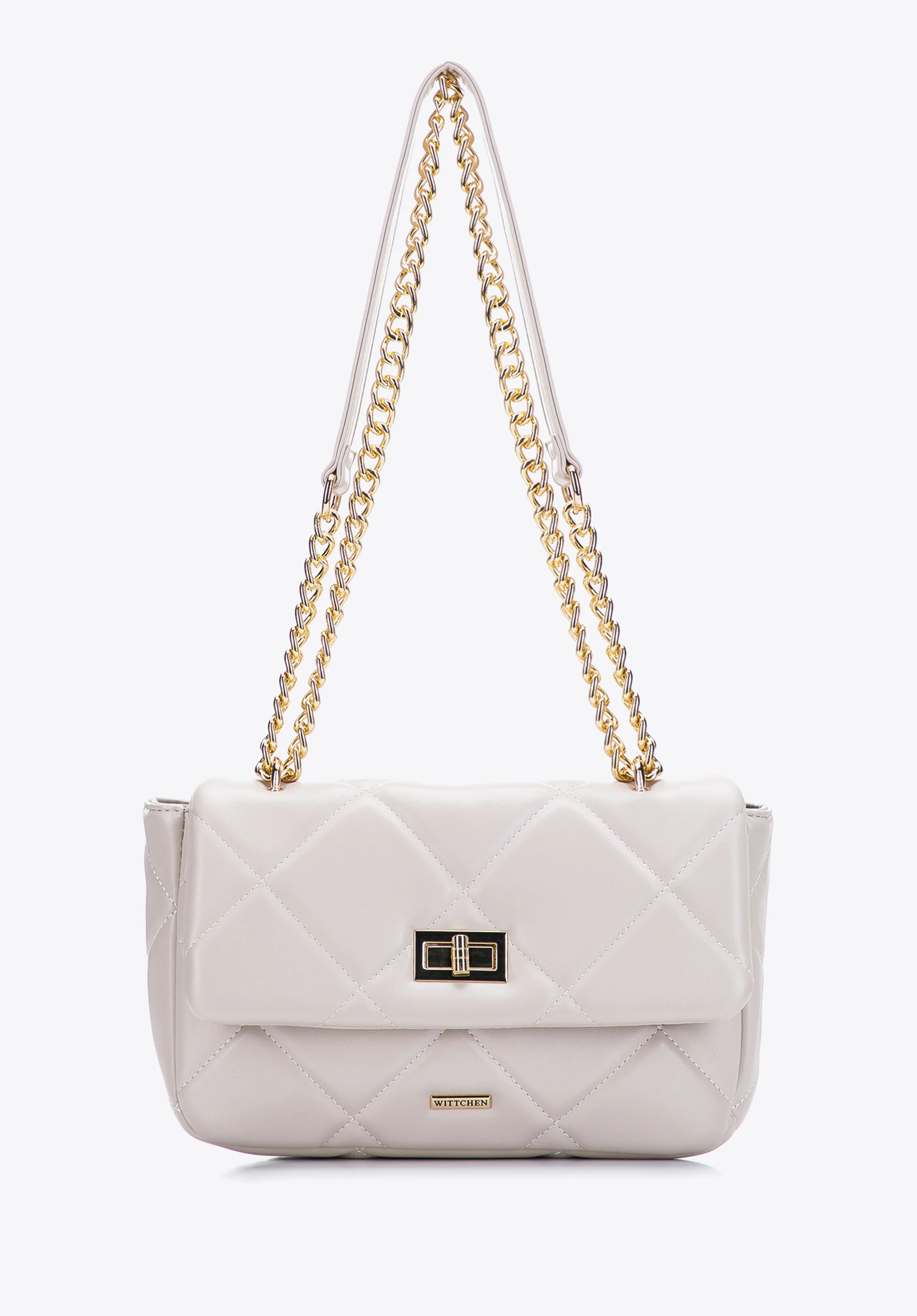 Damska torebka pikowana w kwadraty na łańcuszku