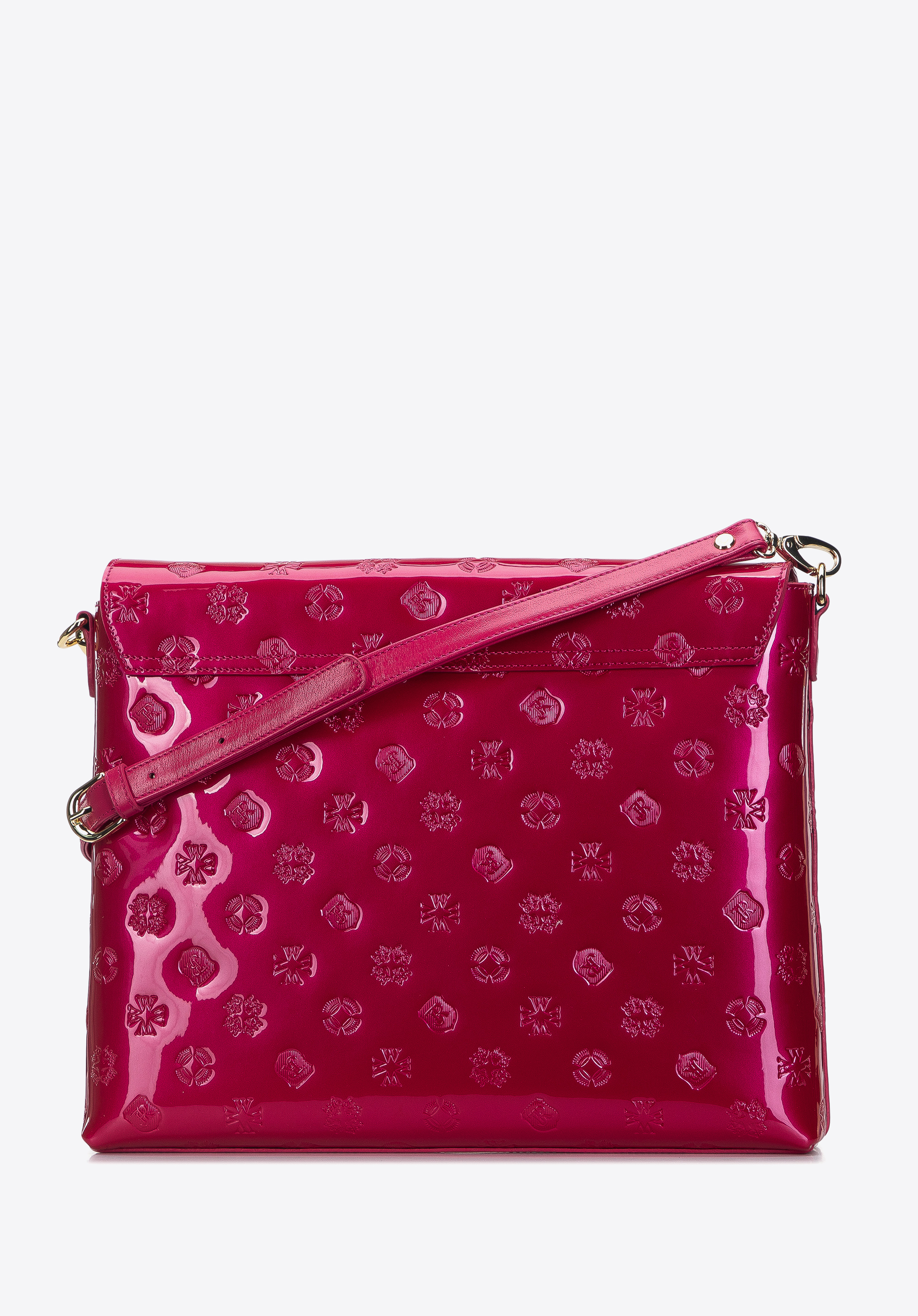 Damska listonoszka z metalicznej skóry lakierowanej duża