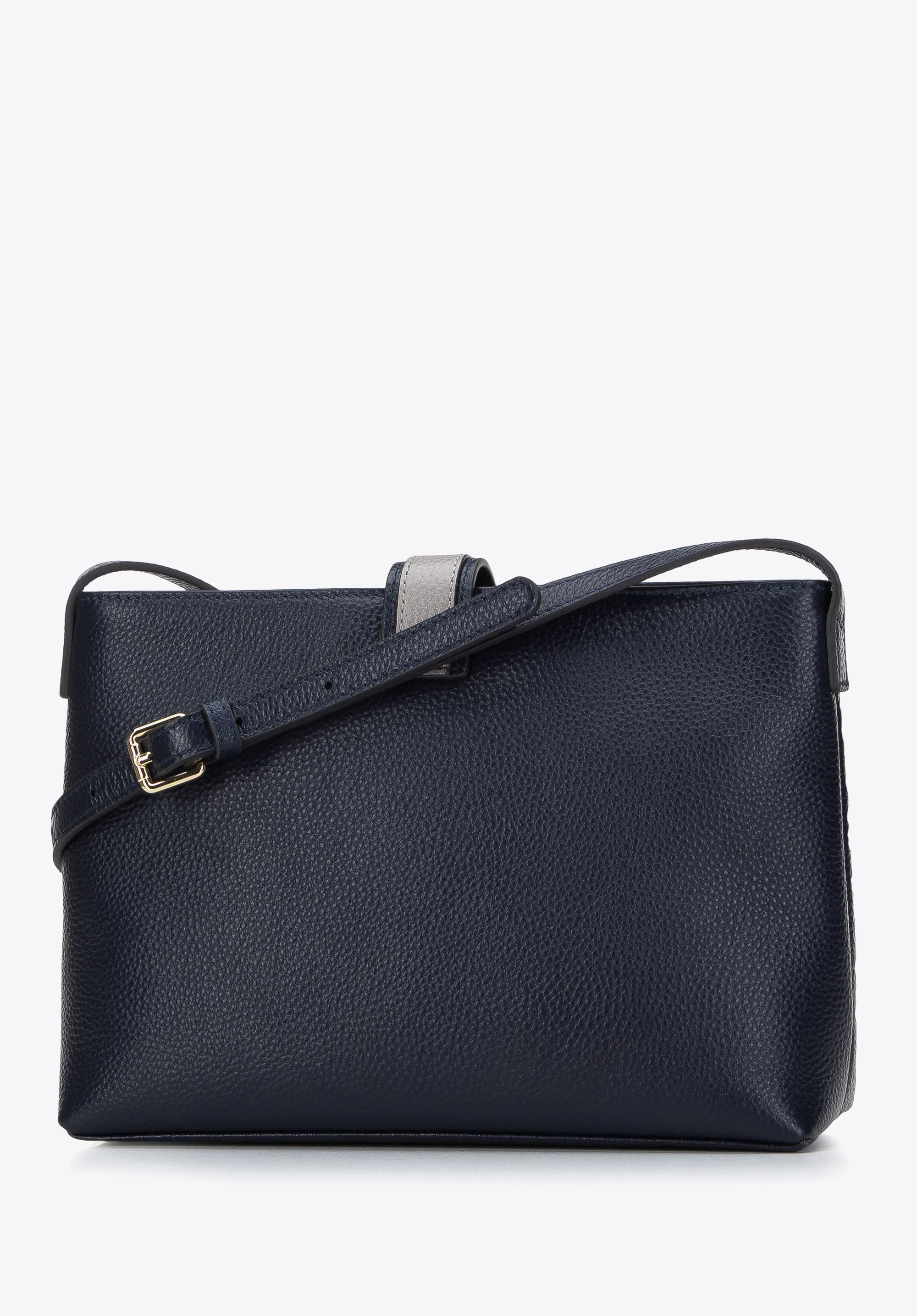 Damska listonoszka ze skóry z kontrastowym zapięciem