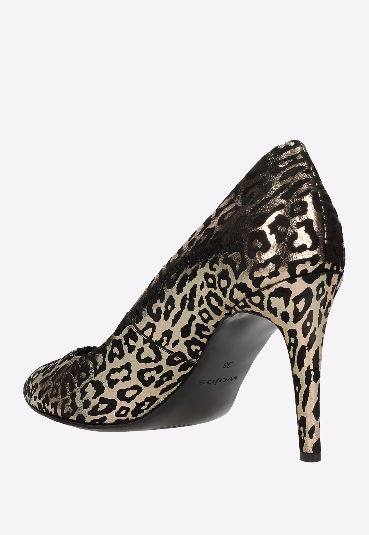 Czarno-złote szpilki damskie w cętki