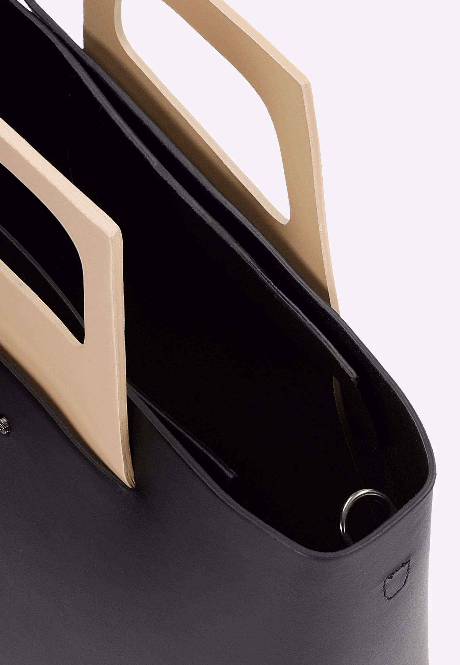 Czarno-beżowa torebka damska typu kuferek