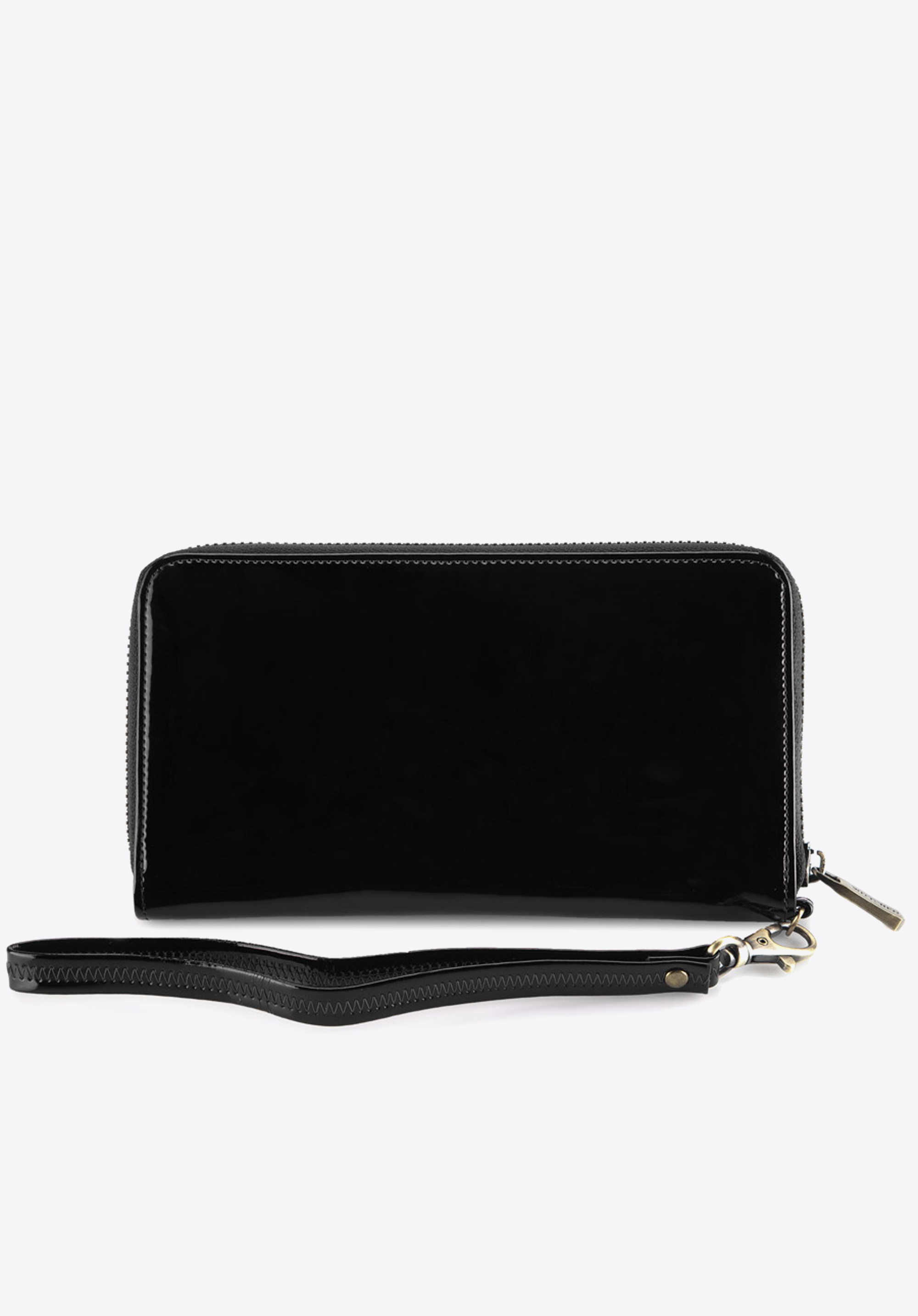 Damski portfel skórzany lakierowany na zamek