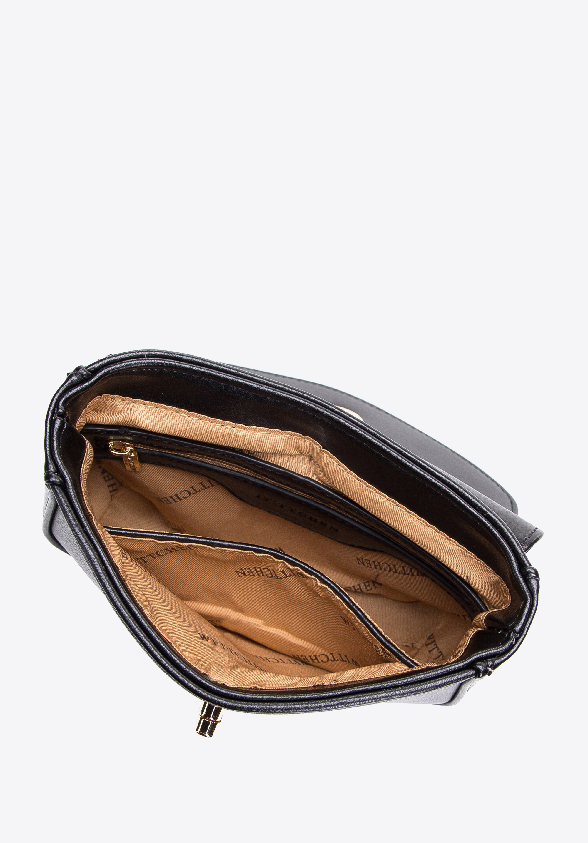 Damska listonoszka z obszytą klapą na łańcuszku mała