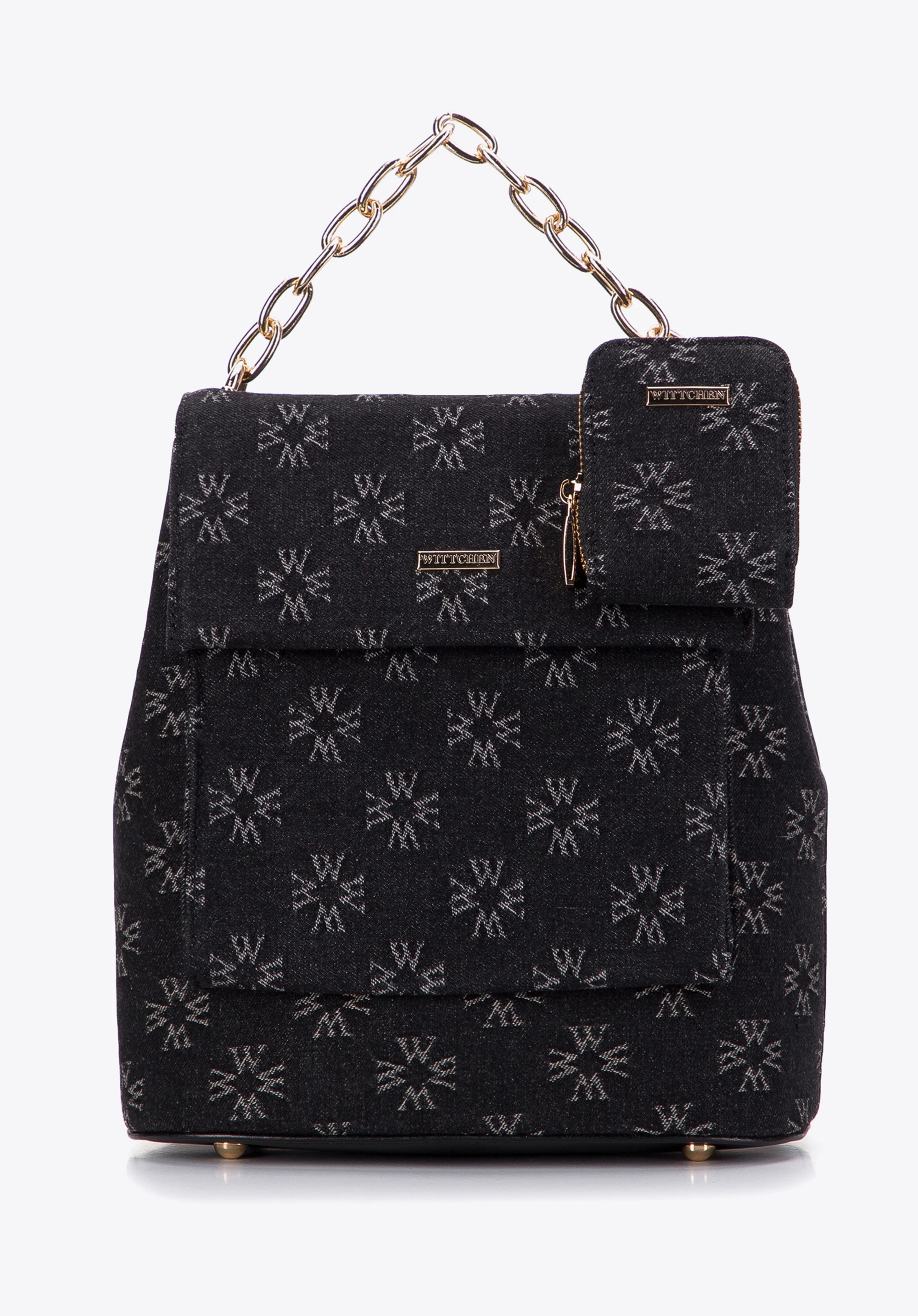 Damski plecak dżinsowy w monogram z etui