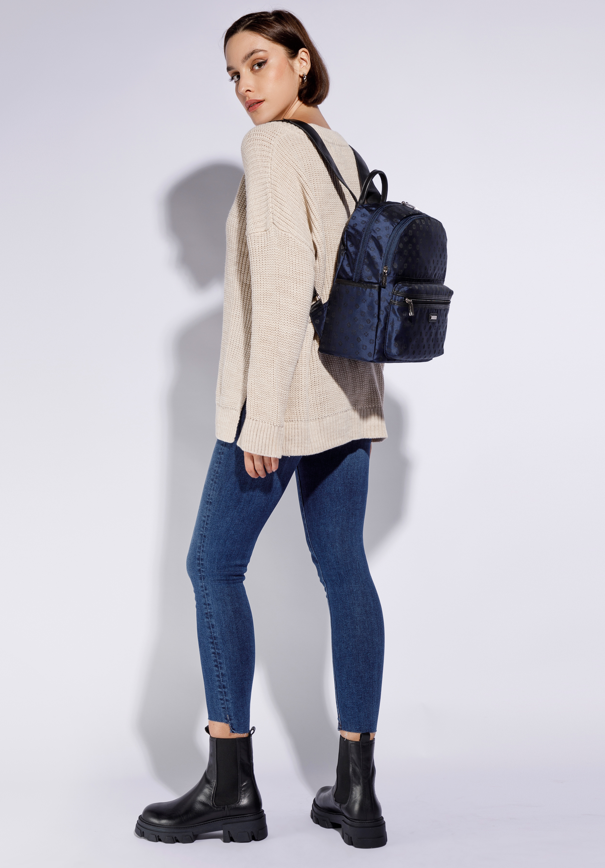 Damski plecak z żakardu dwukomorowy