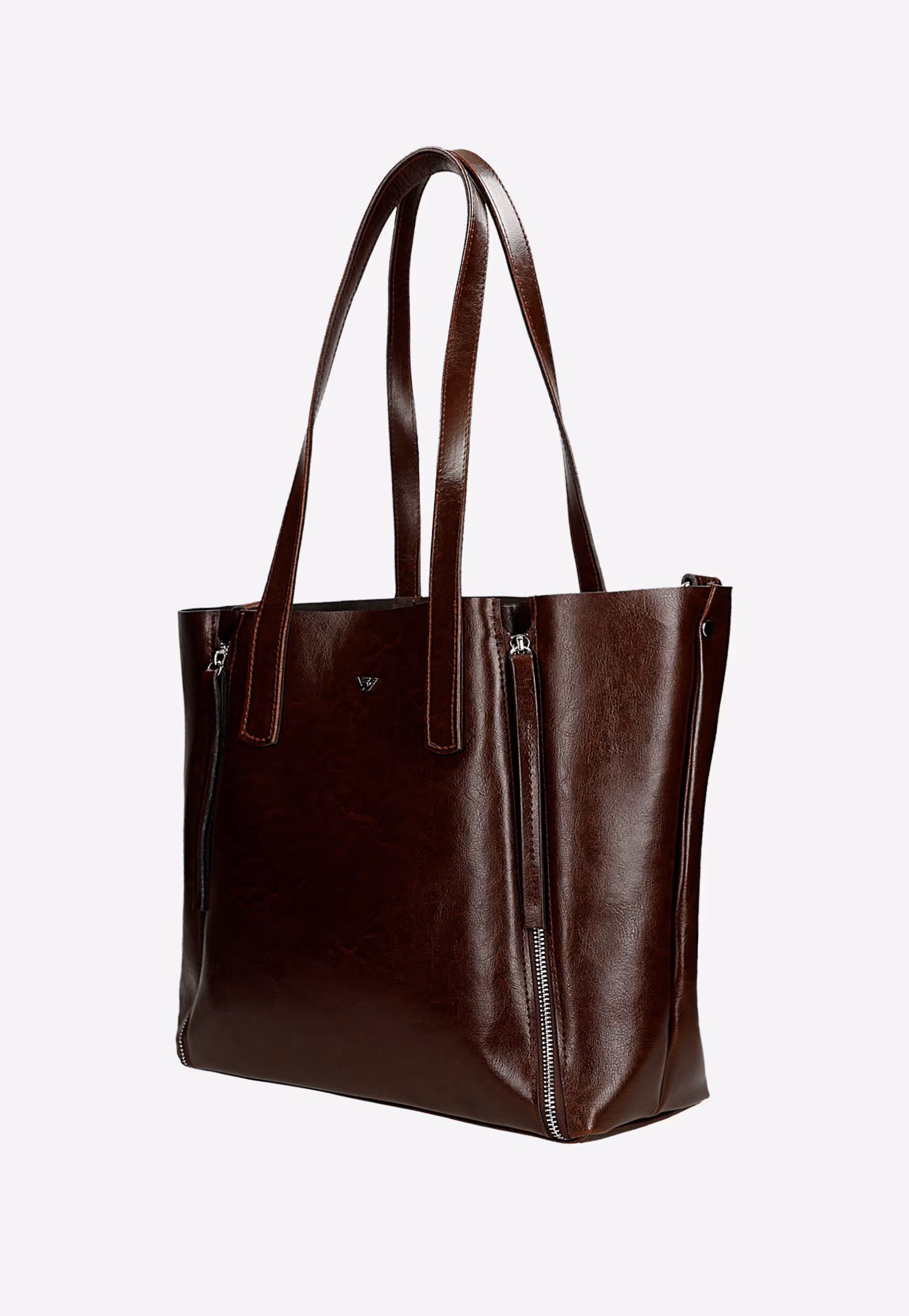 Skórzana bordowa shopperka damska