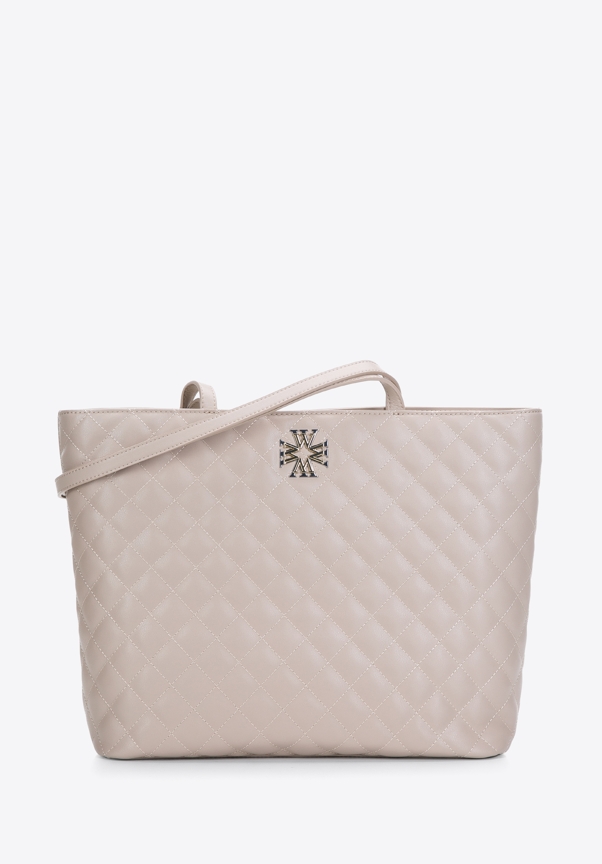 Torebka shopperka skórzana z ozdobnym monogramem