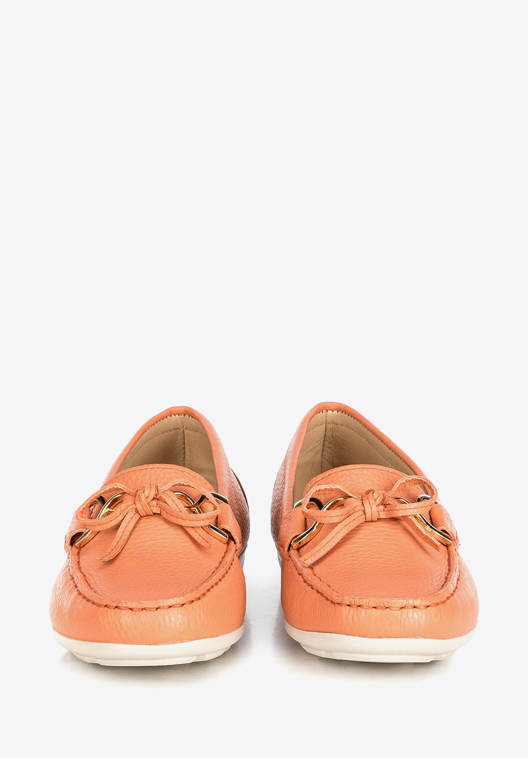 Damskie mokasyny skórzane z kokardką