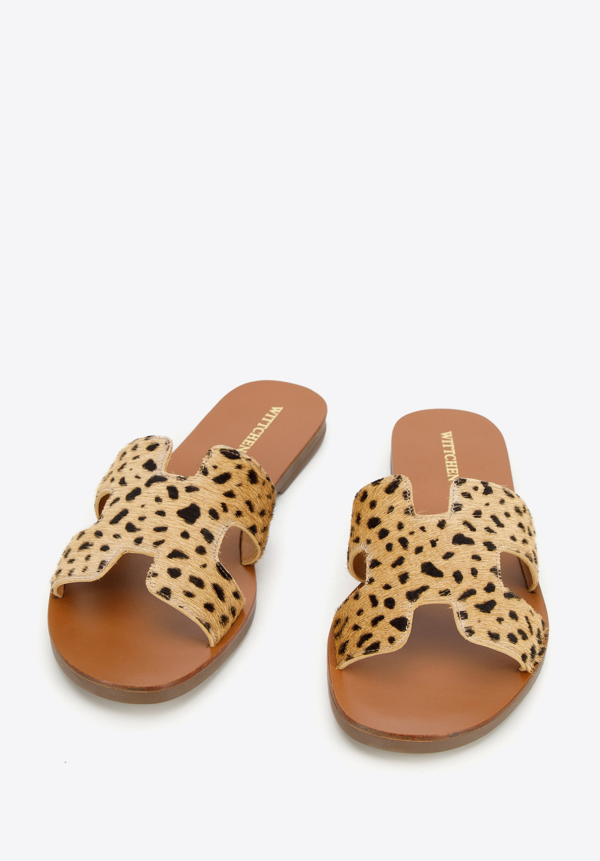 Damskie klapki skórzane z przodem w literę H