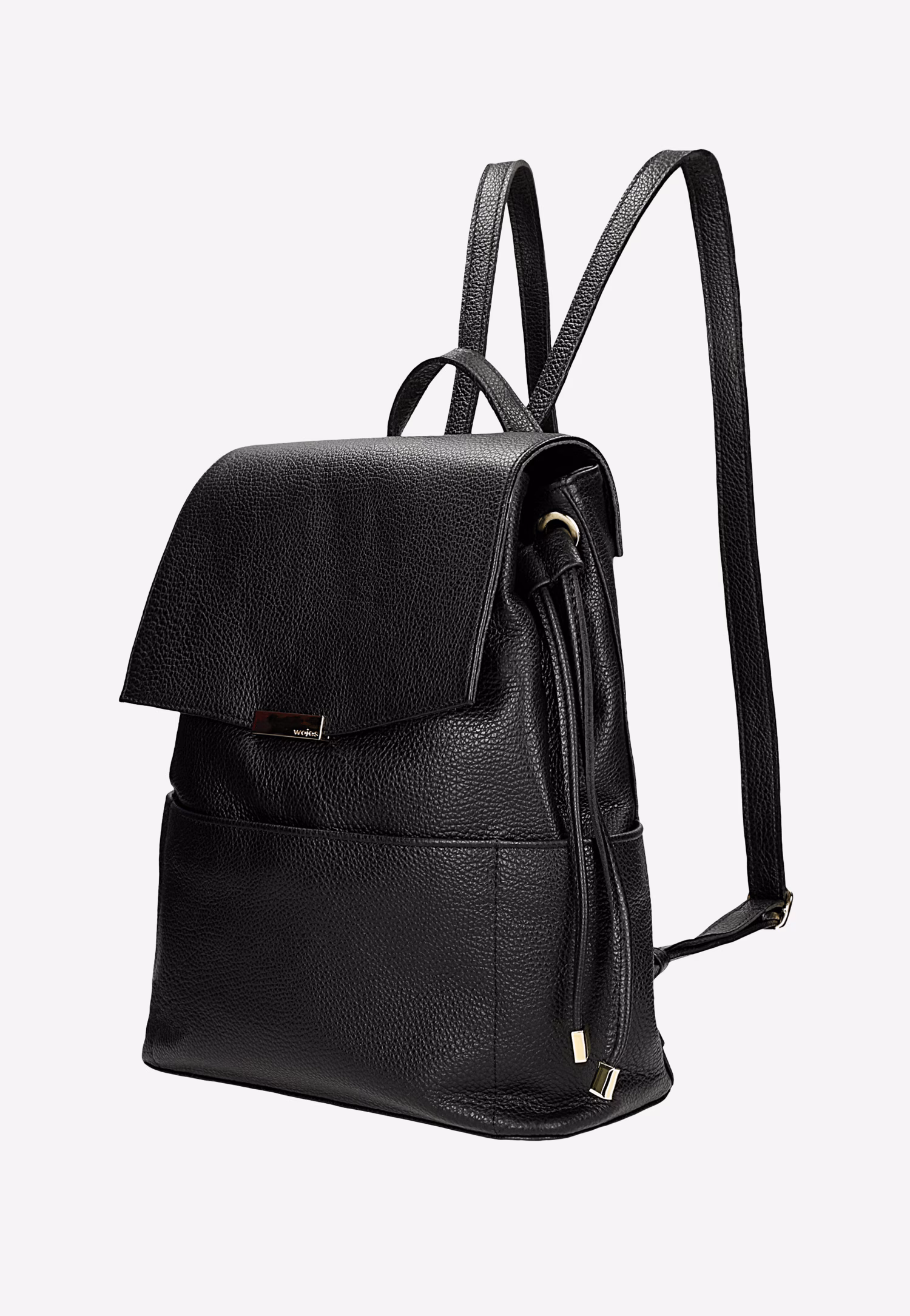 Czarny skórzany plecak miejski