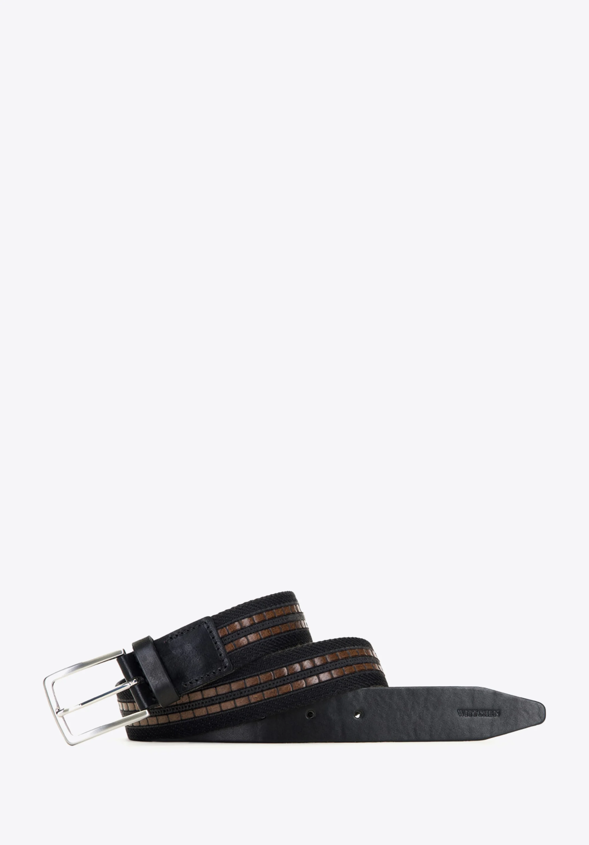 Męski pasek z tkaniny i wstawką ze skóry