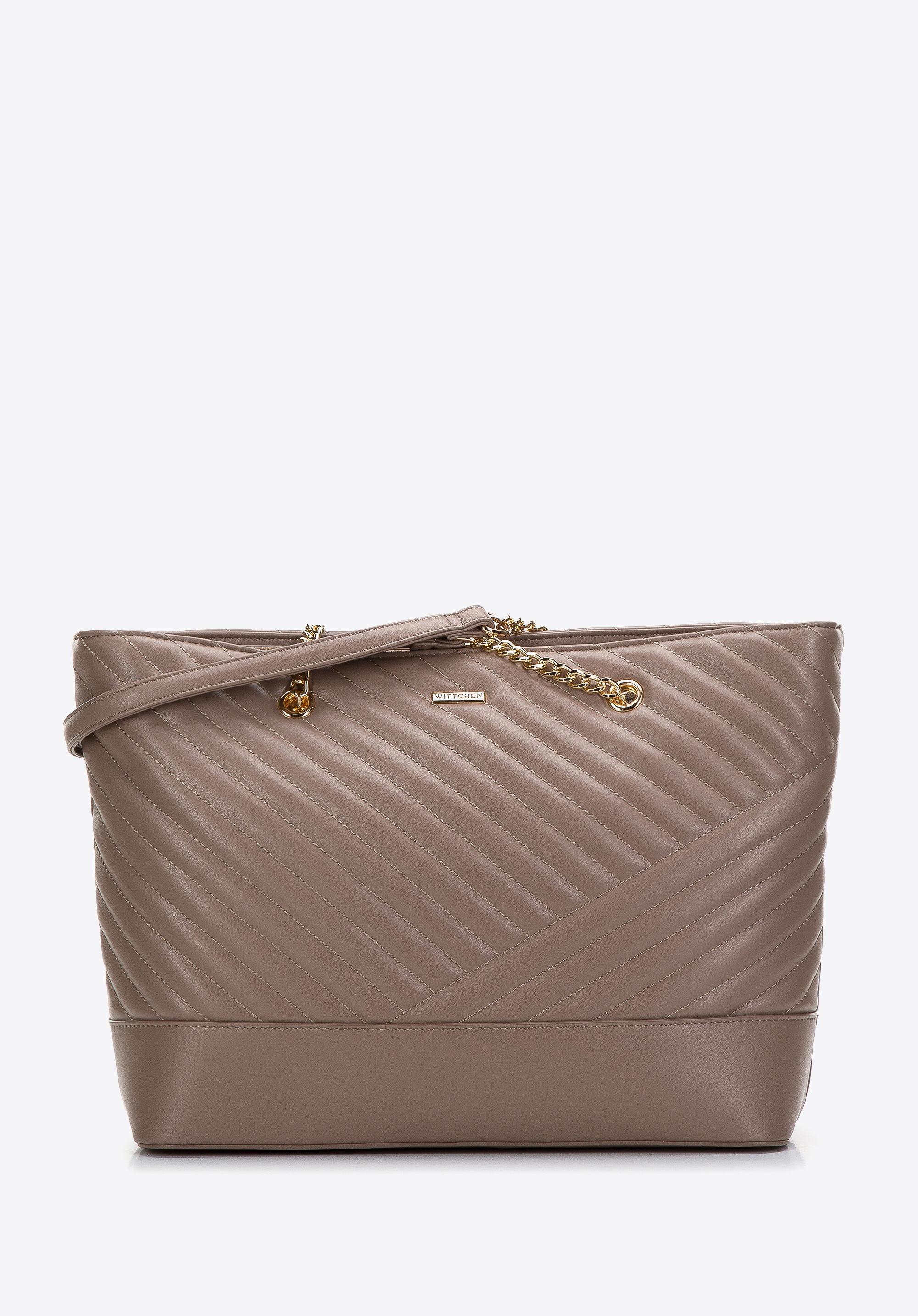 Torebka shopperka z ekoskóry pikowana na łańcuszku