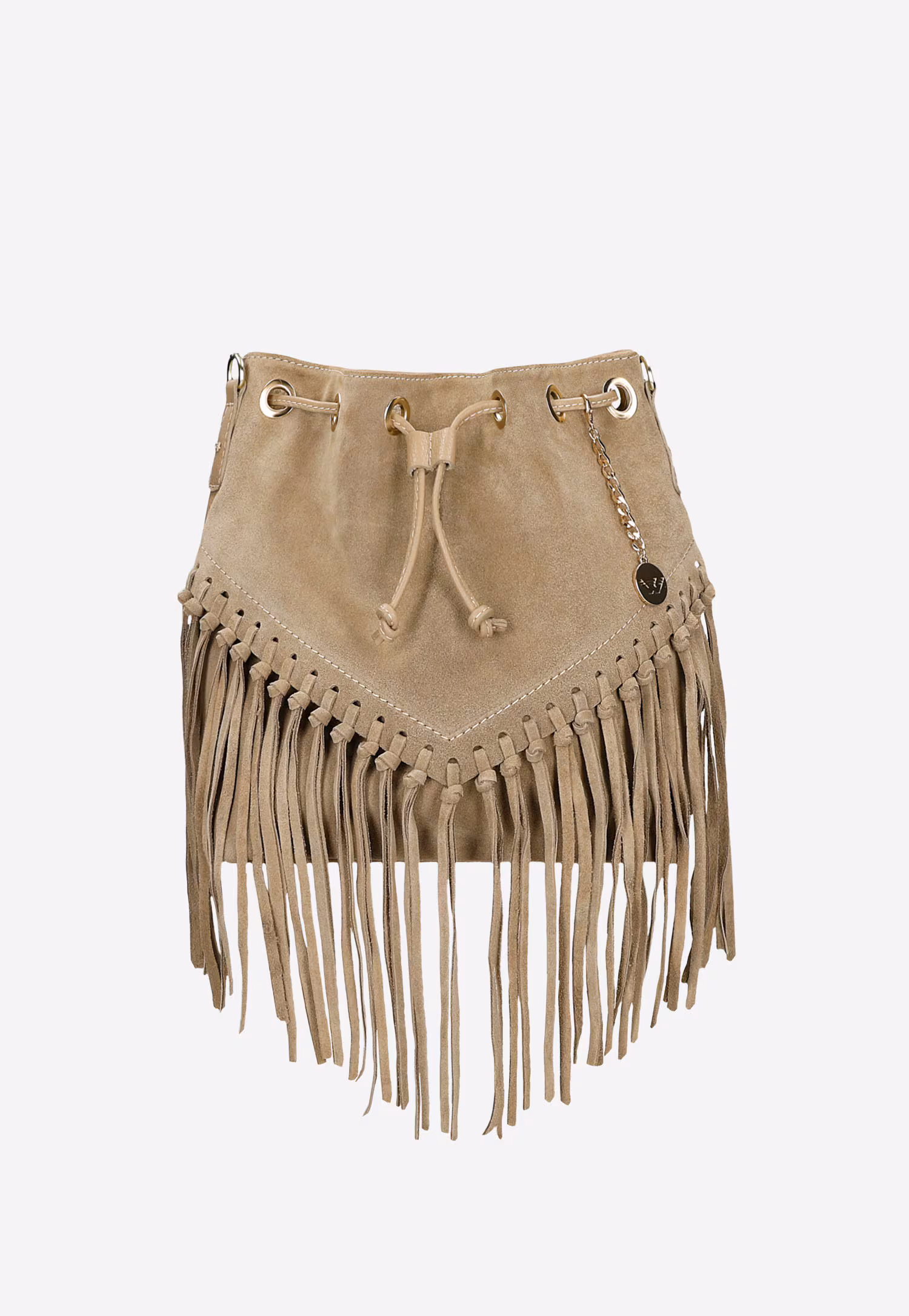 Beżowa torebka damska boho z frędzlami