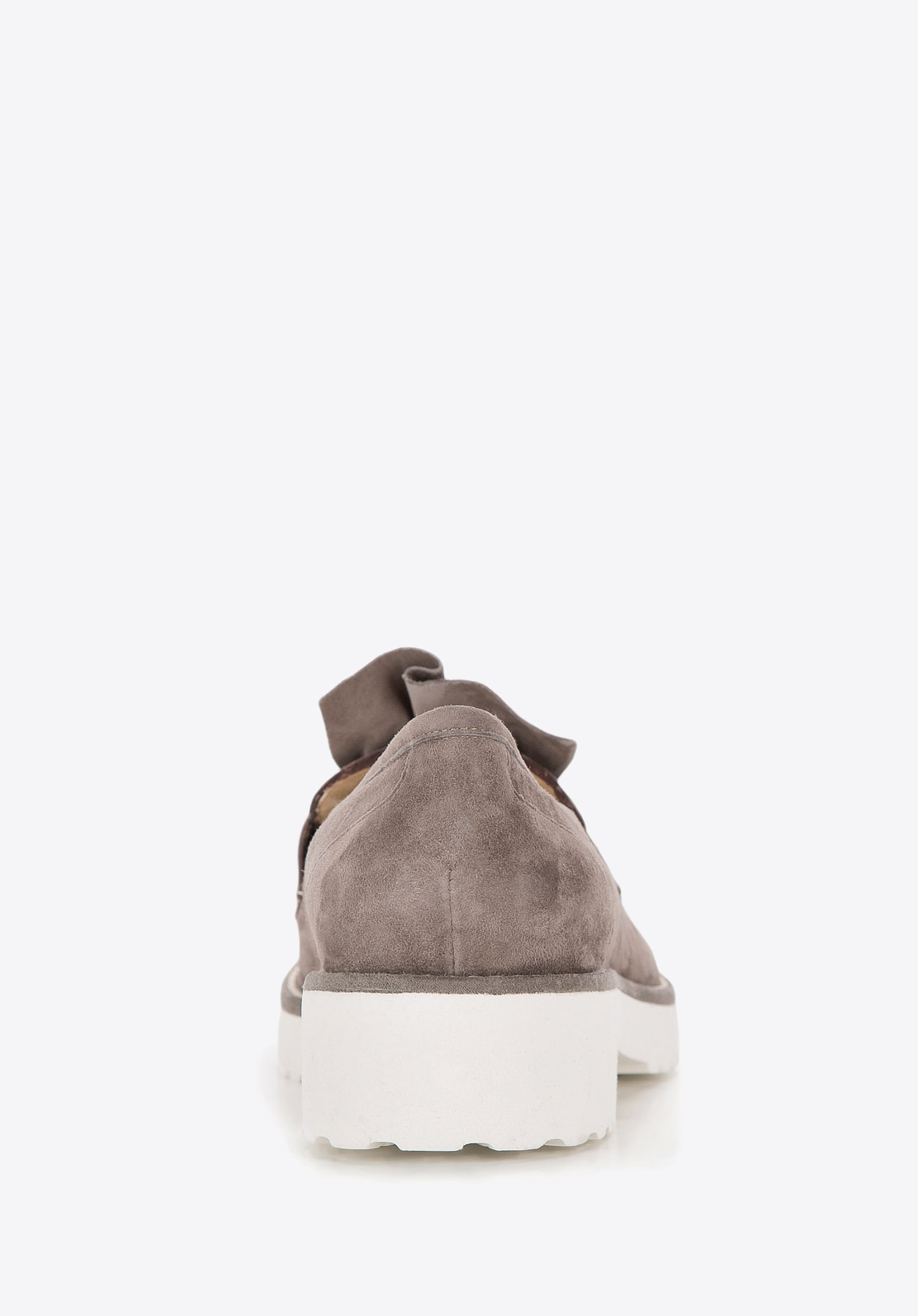 Mokasyny zamszowe z marszczeniem