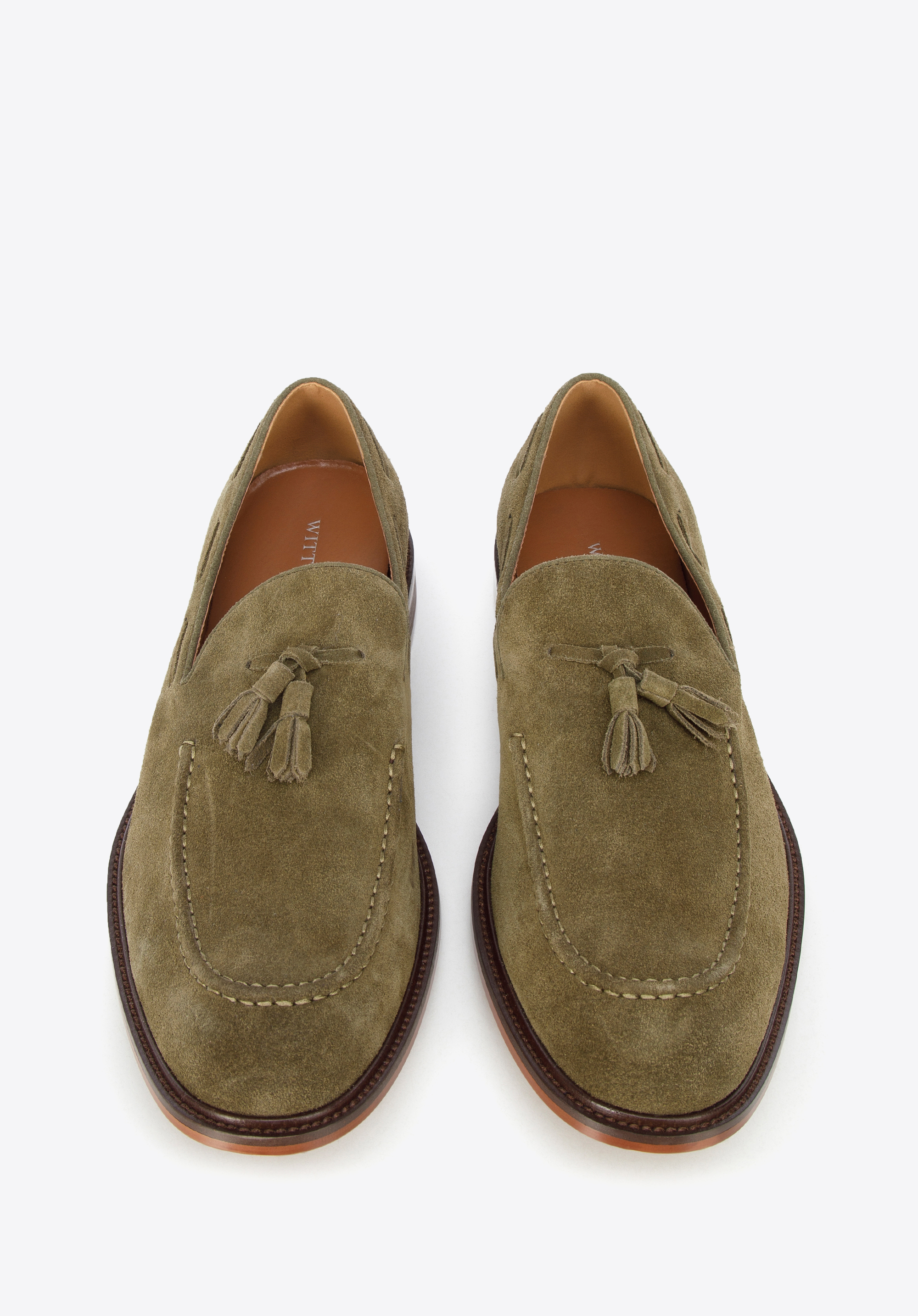 Męskie mokasyny zamszowe z chwostami i rzemieniem