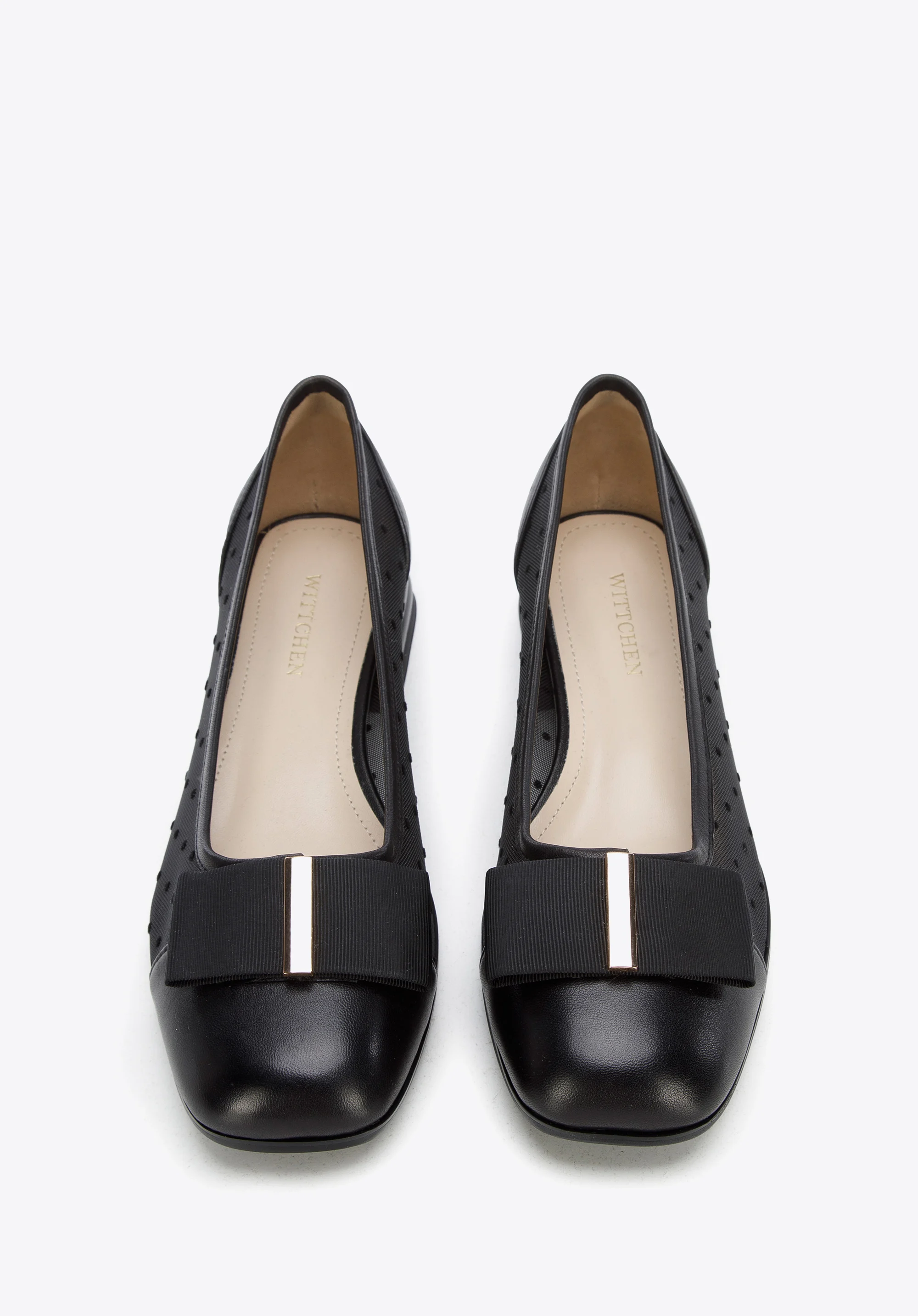 Czółenka transparentne z kokardą