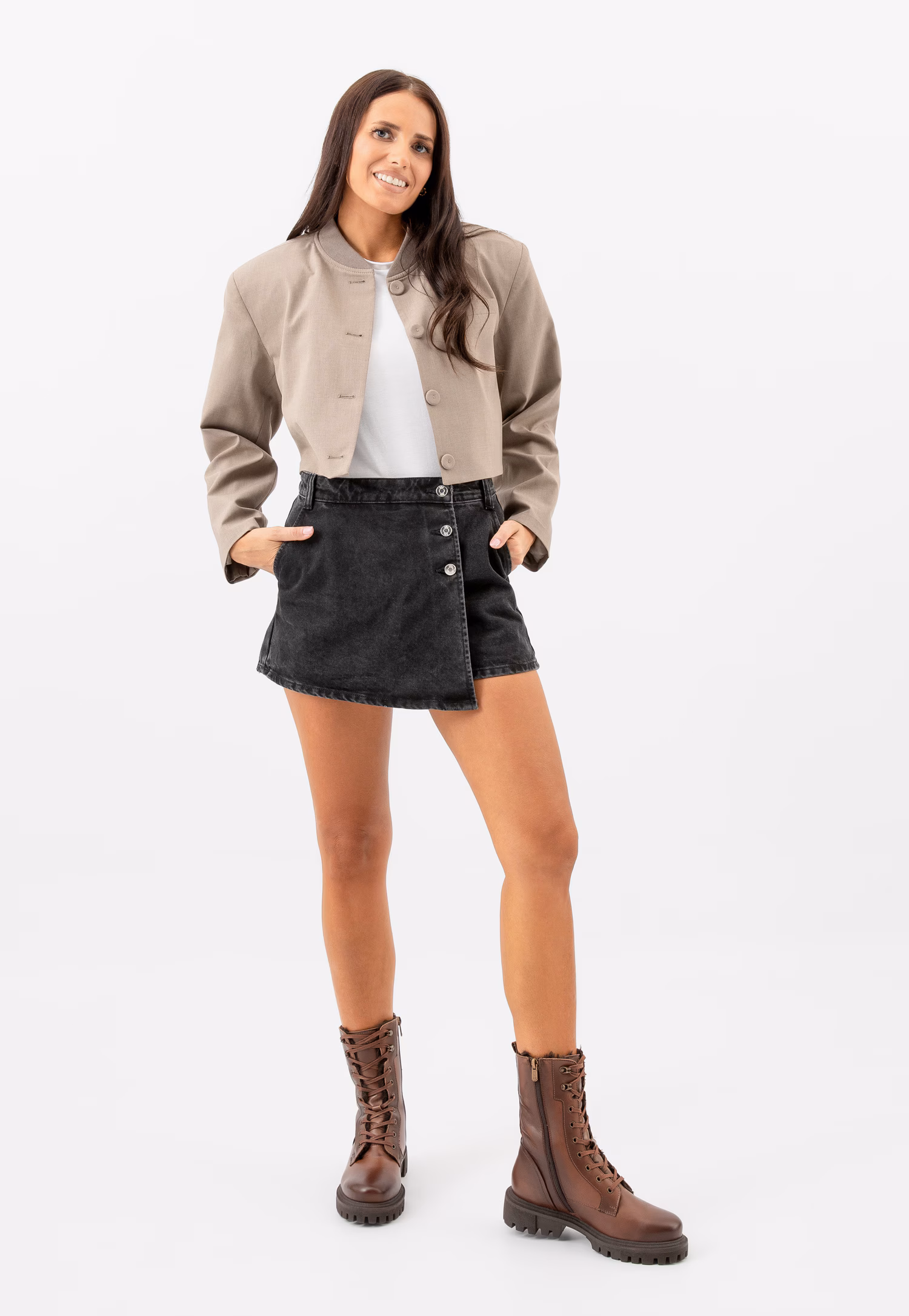 Czarne trzewiki damskie ocieplane dzianiną futerkową