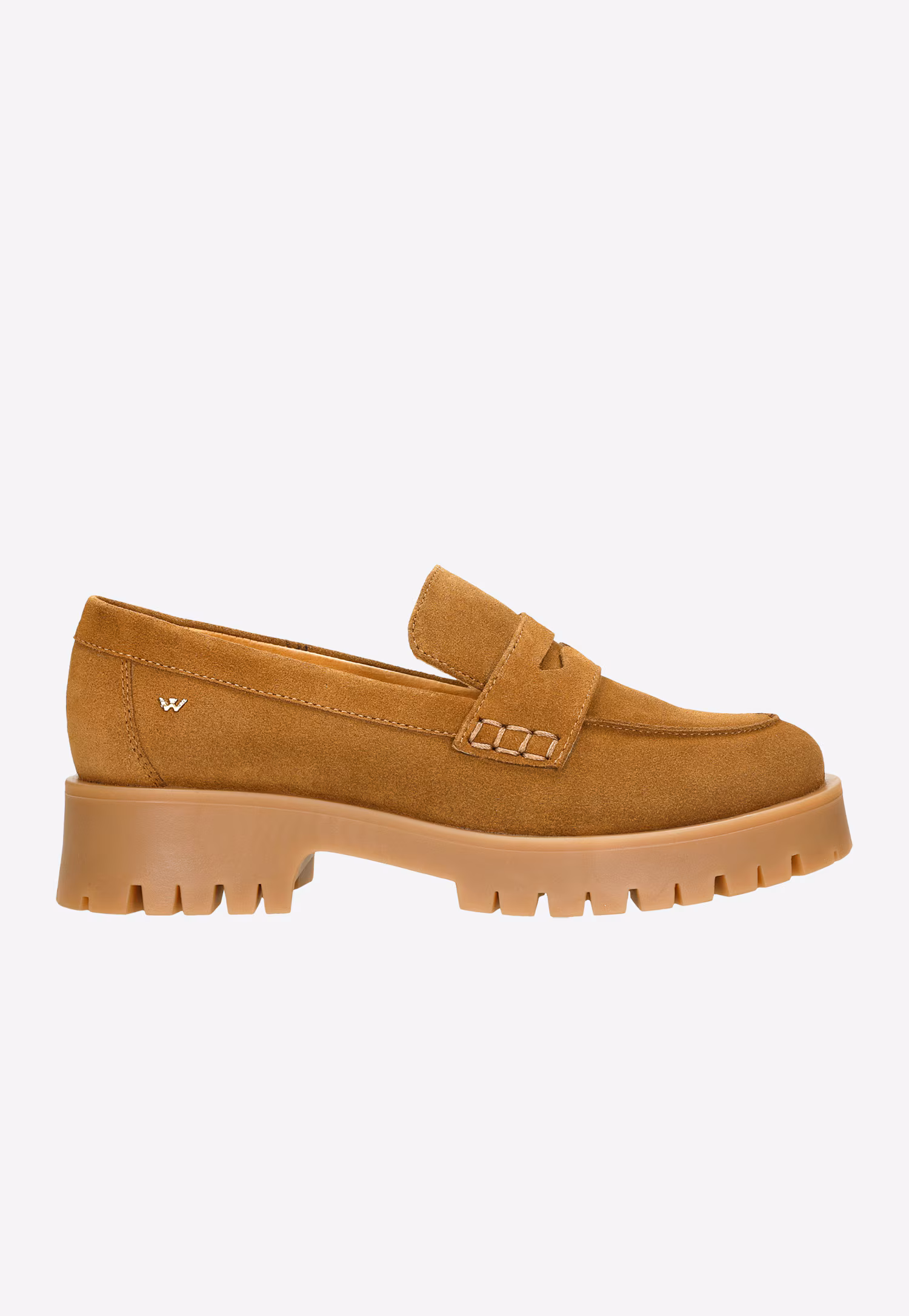 Beżowe mokasyny damskie na grubej podeszwie