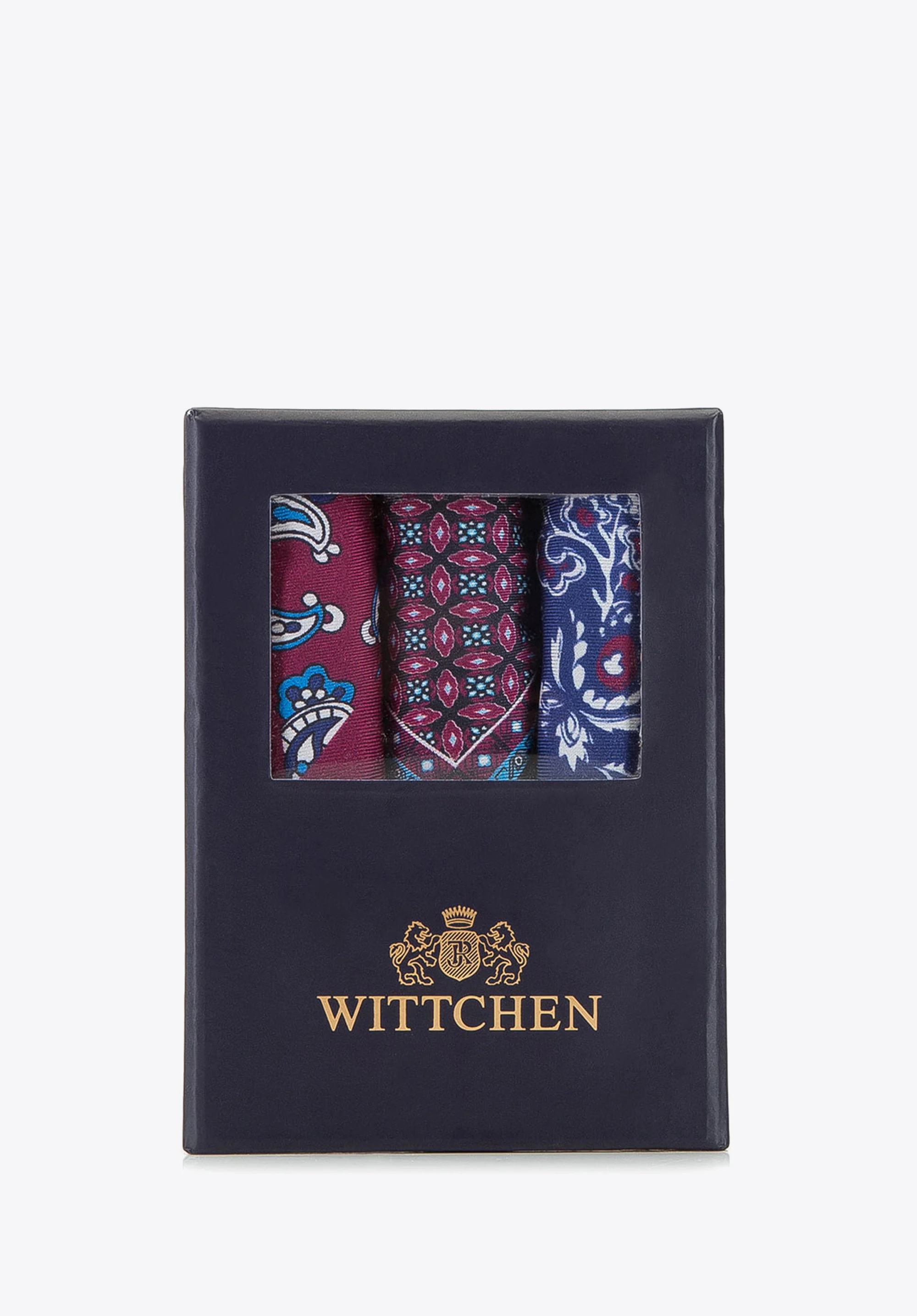 Zestaw trzech poszetek z jedwabiu