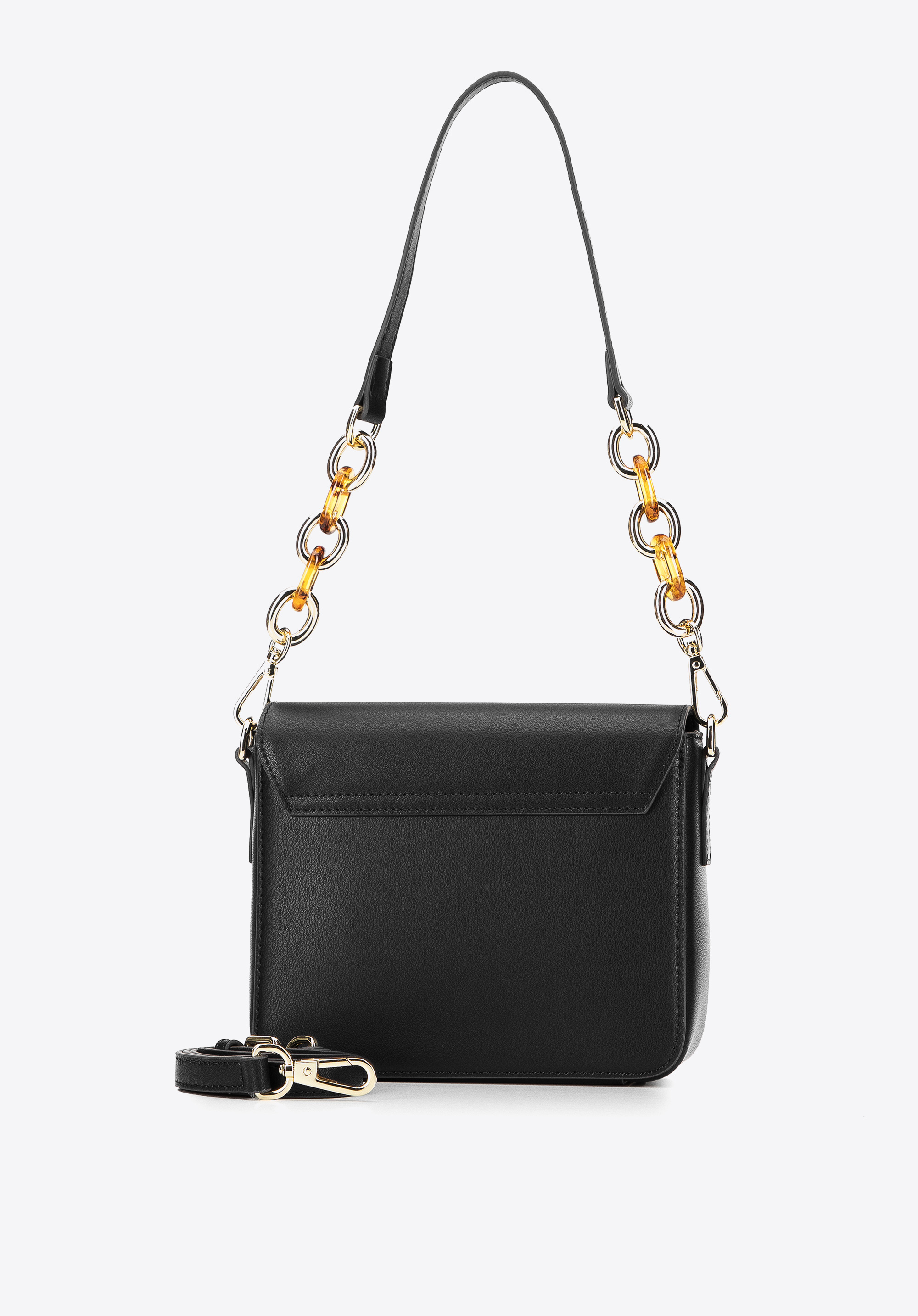 Damska torebka skórzana na ozdobnym łańcuchu mała