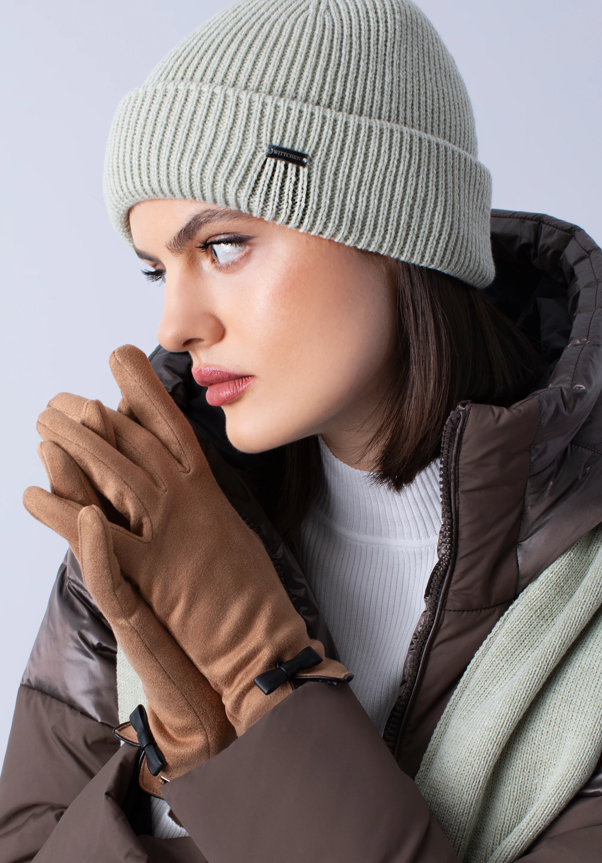 Damskie rękawiczki z kokardką