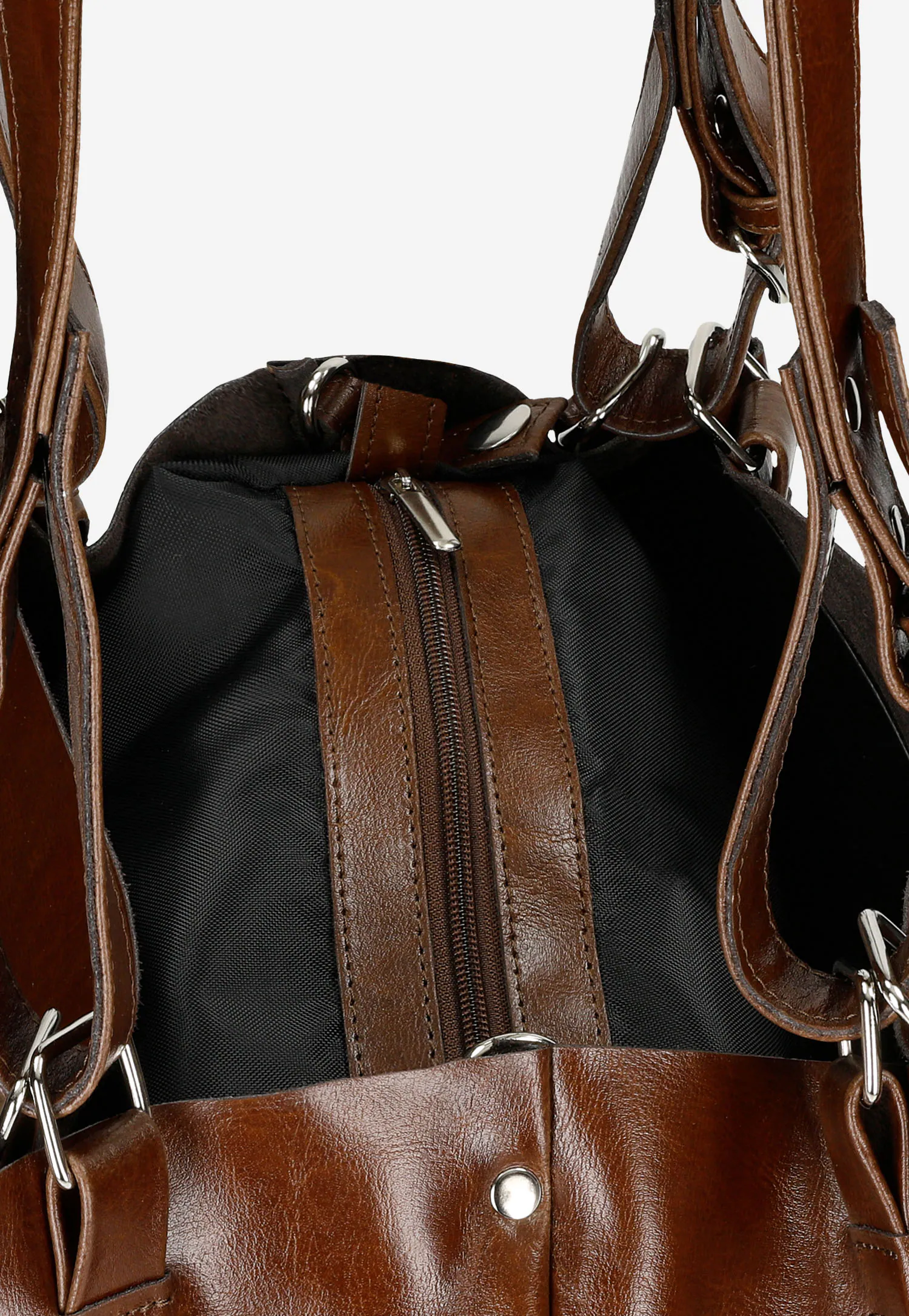 Duża czarna torebka damska z dwoiny foliowanej