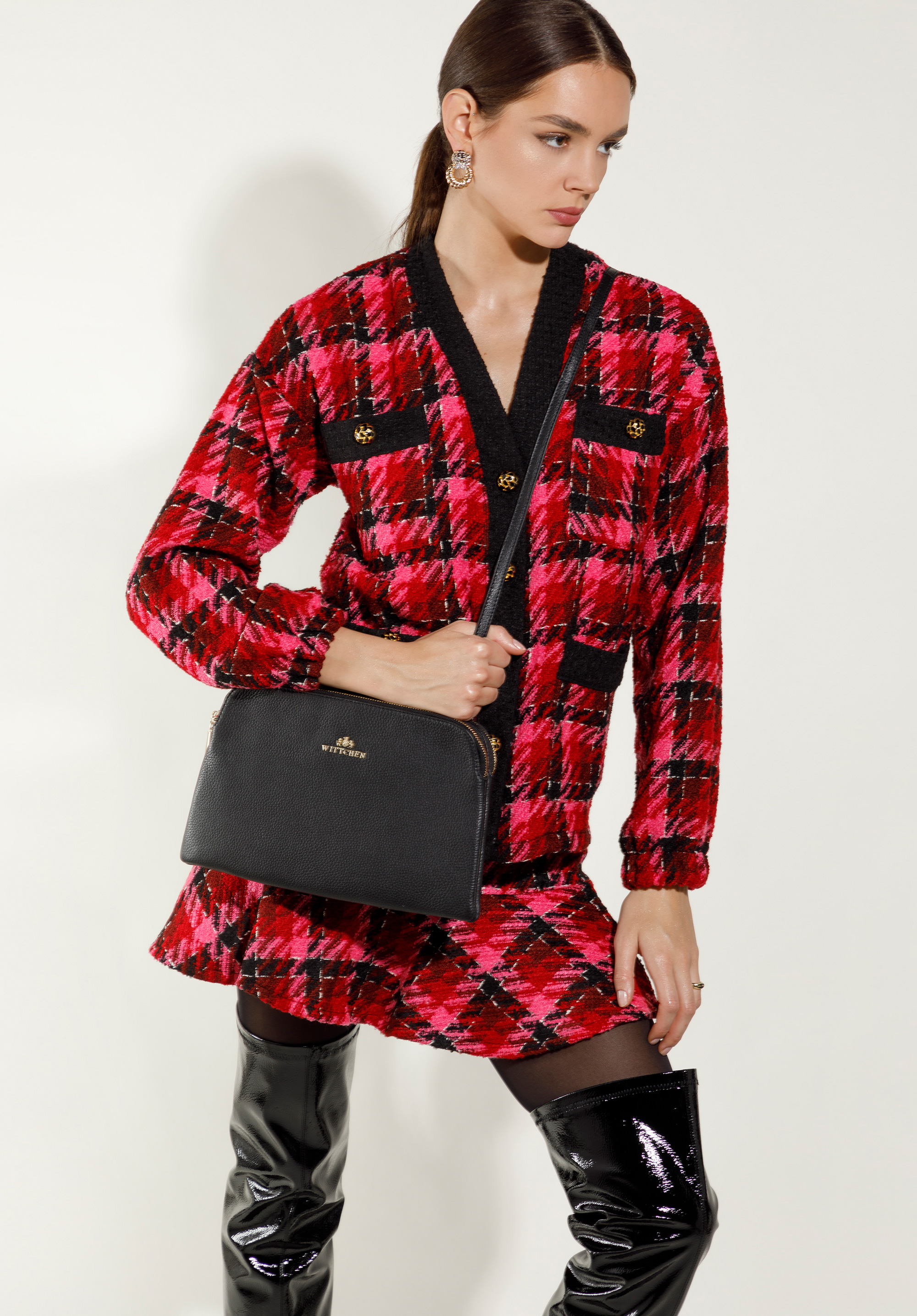 Damska listonoszka skórzana dwukomorowa klasyczna