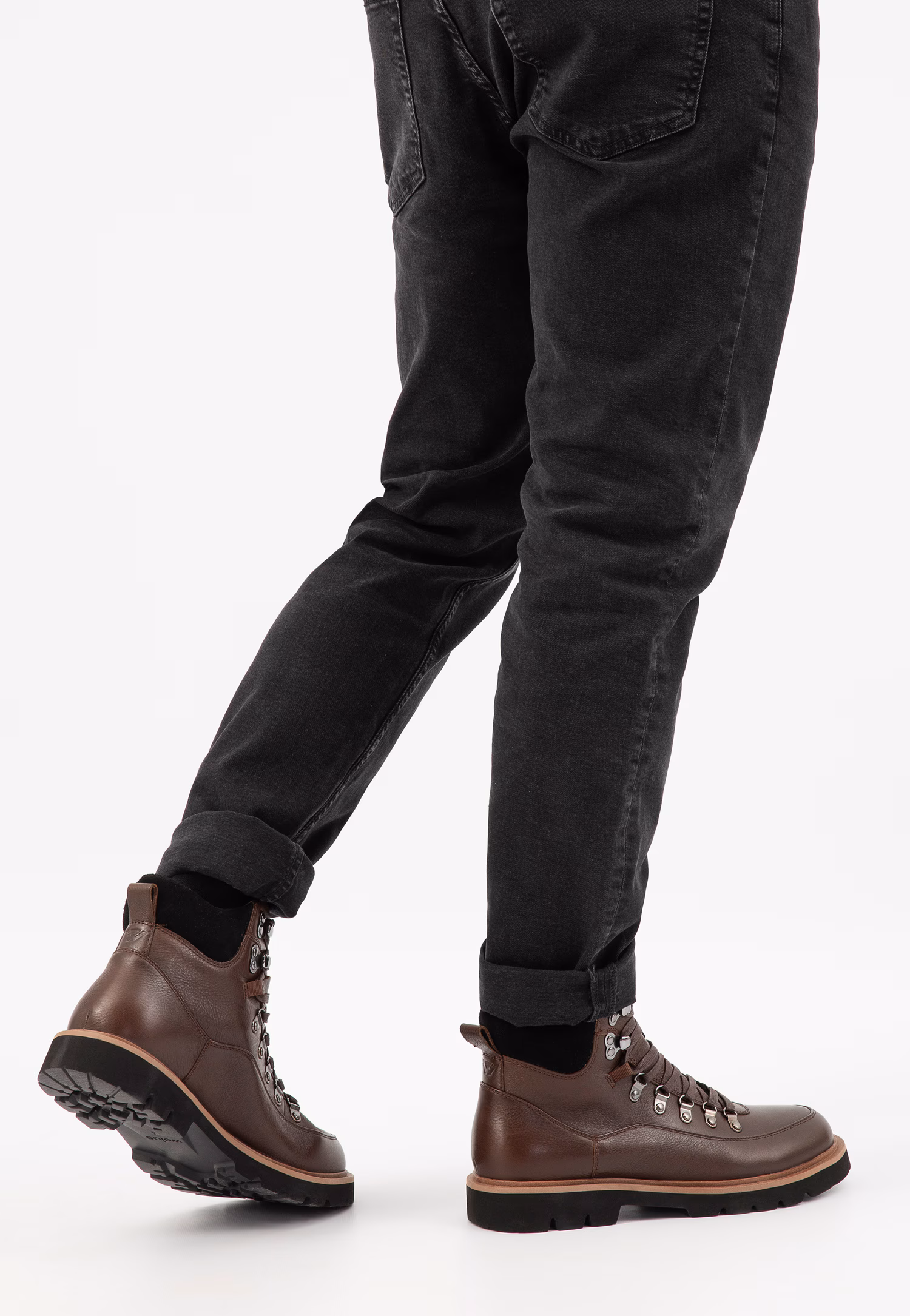 Brązowe workery męskie z czarnymi wstawkami