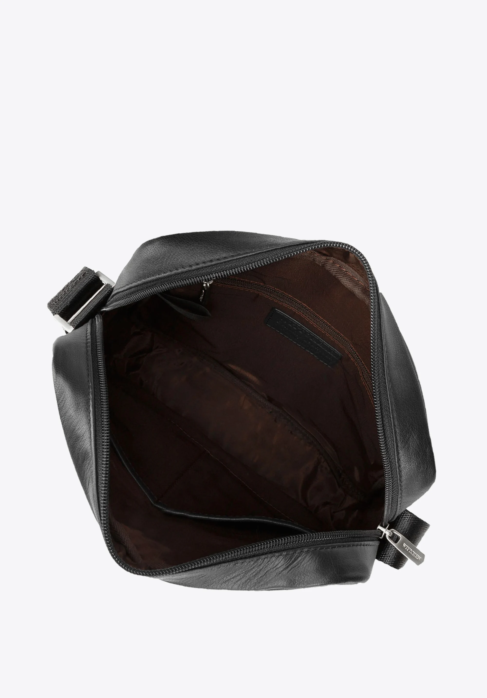 Męska listonoszka skórzana stębnowana średnia