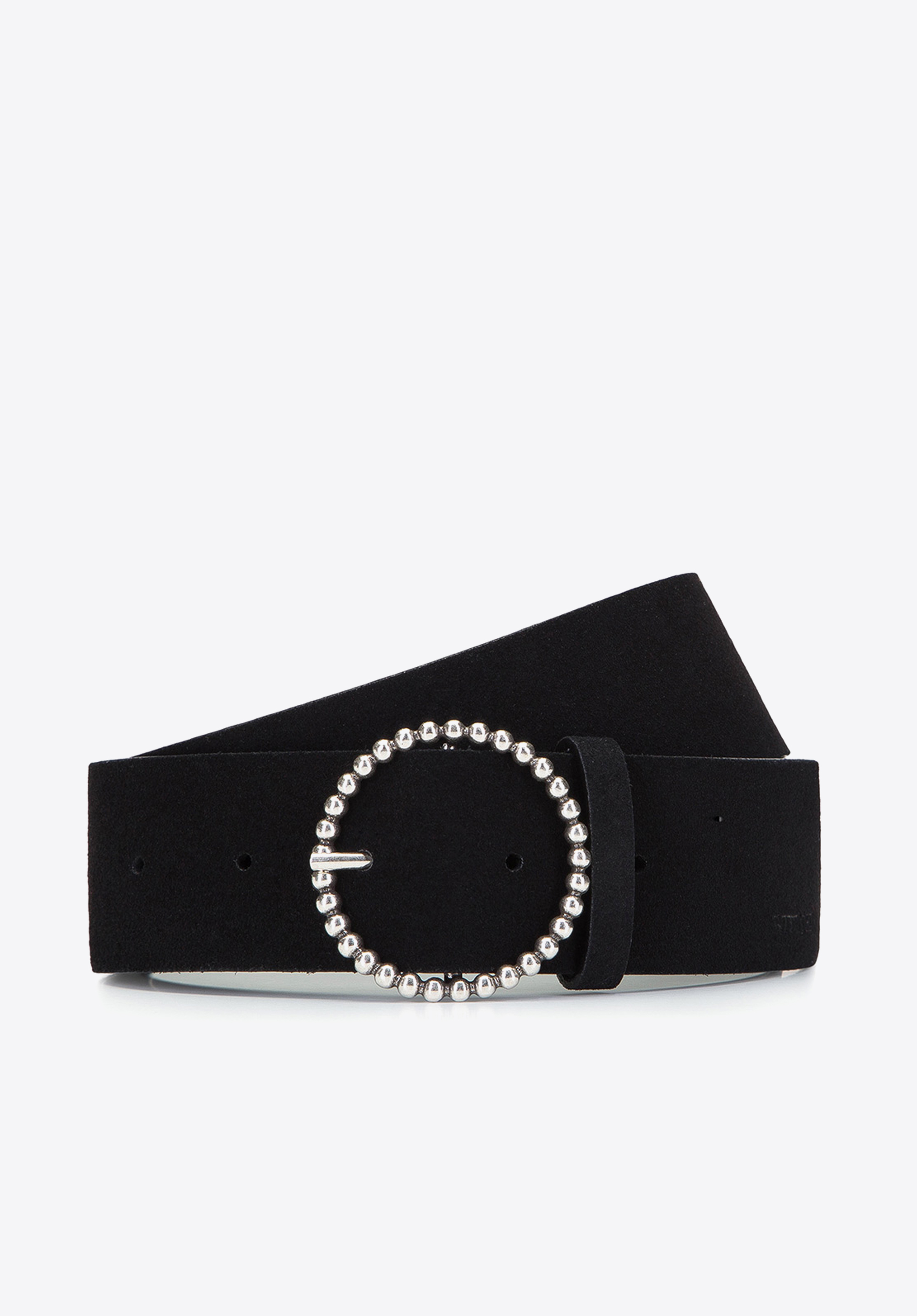 Damski pasek ze skóry welurowej z klamrą na obręczy