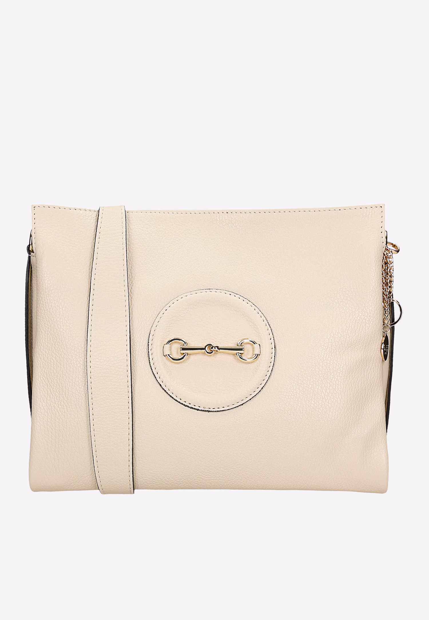 Duża skórzana torebka w kolorze jasnobeżowym