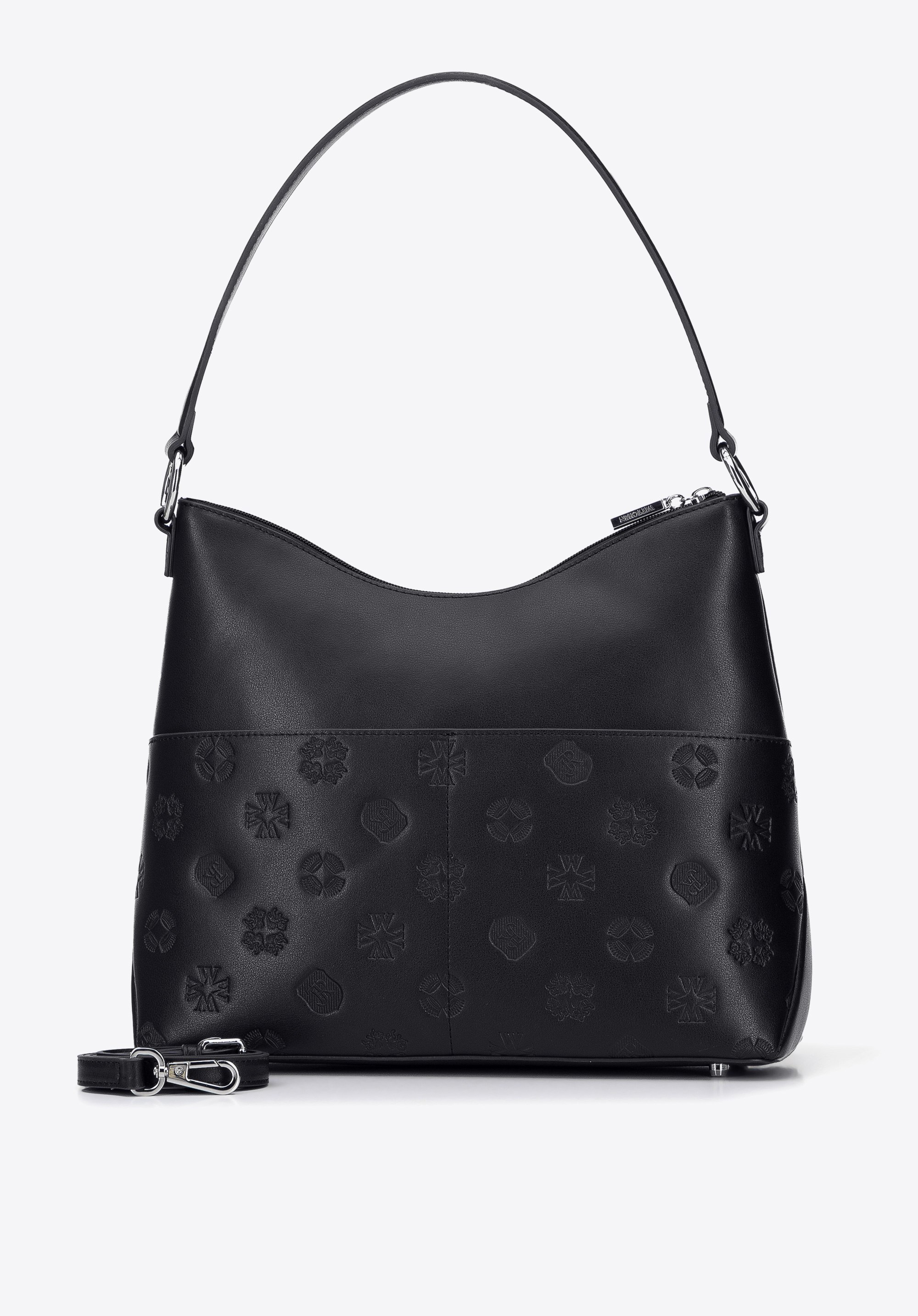 Torebka worek skórzana tłoczona w monogram