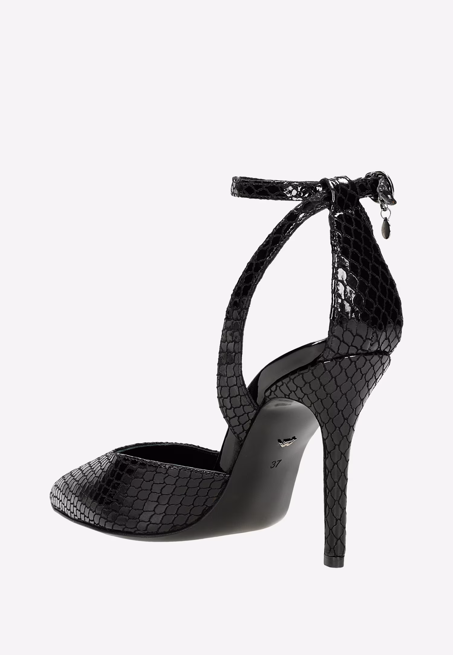 Zjawiskowe czarne szpilki z weluru foliowanego