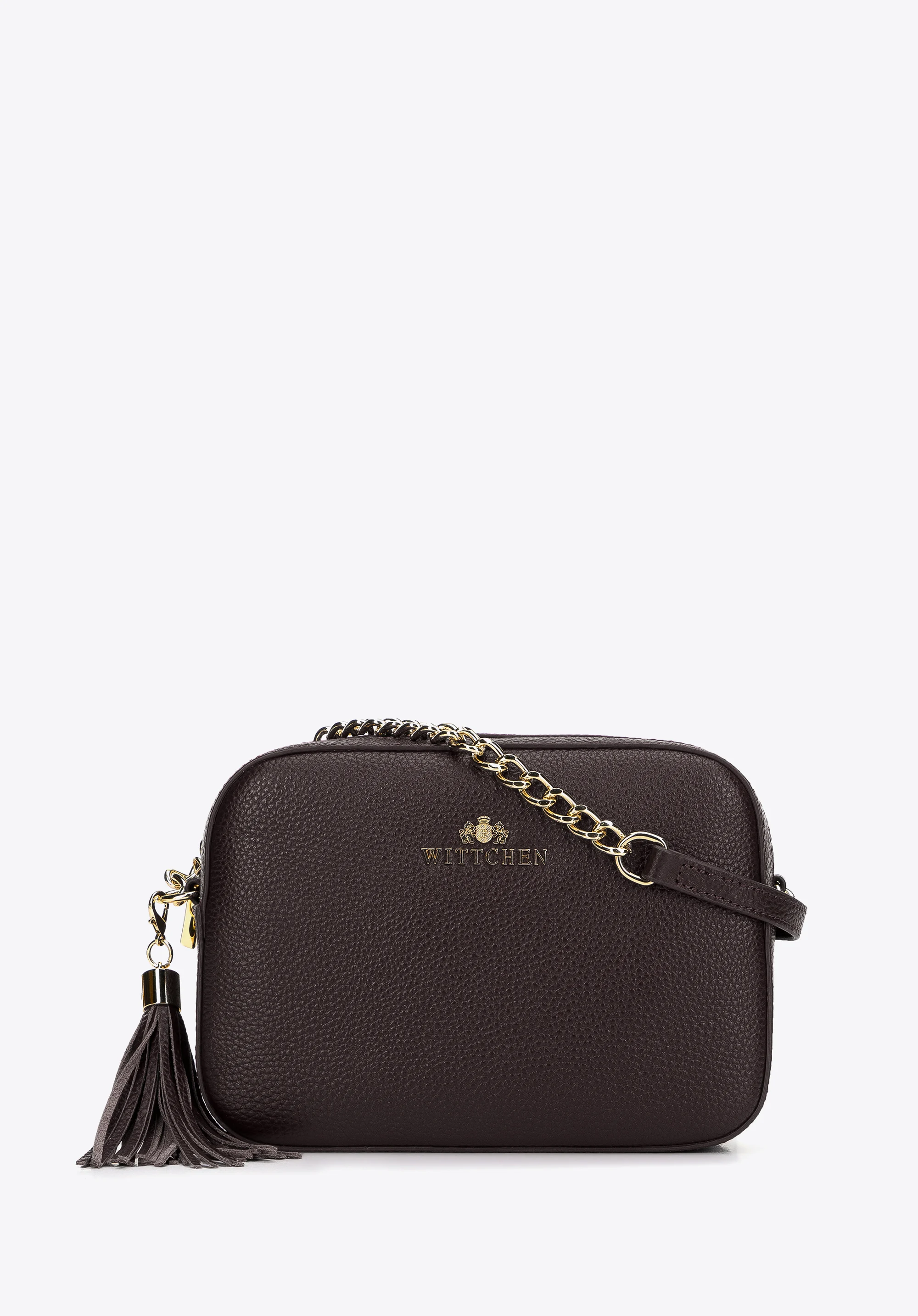 Damska listonoszka skórzana pudełkowa na łańcuszku