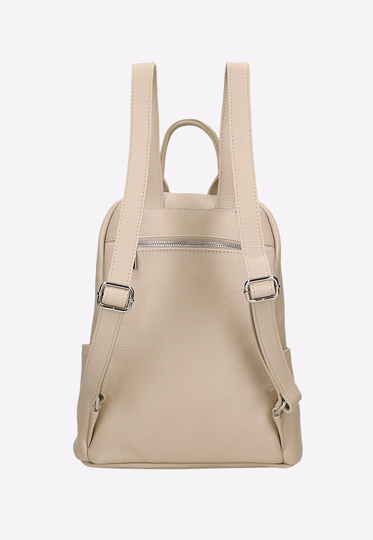 Pojemny beżowy plecak miejski ze skóry licowej